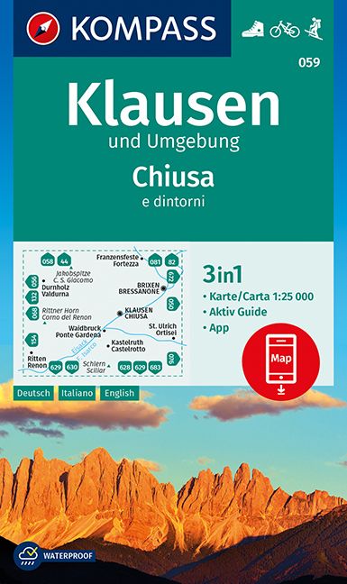 9783991211327 Cover Kompass Wanderkarte Klausen und Umgebung