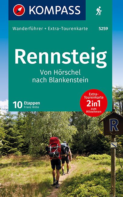 9783991215455 KOMPASS Wanderführer Rennsteig, zwei Personen die Wandern