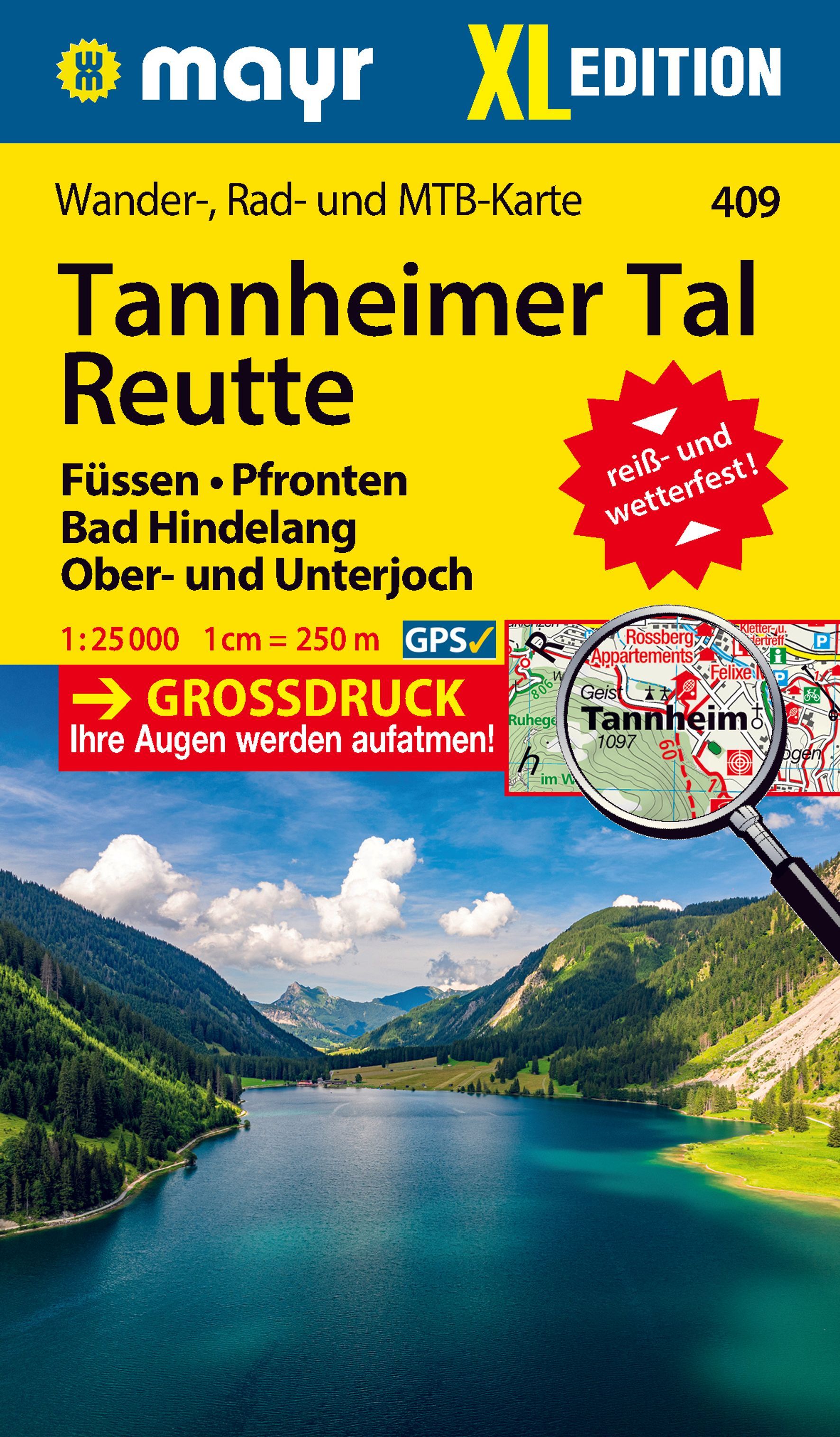 Wandernkarte, MTB-Karte, Tannheimer Tal, Bergsee, Kartenbild