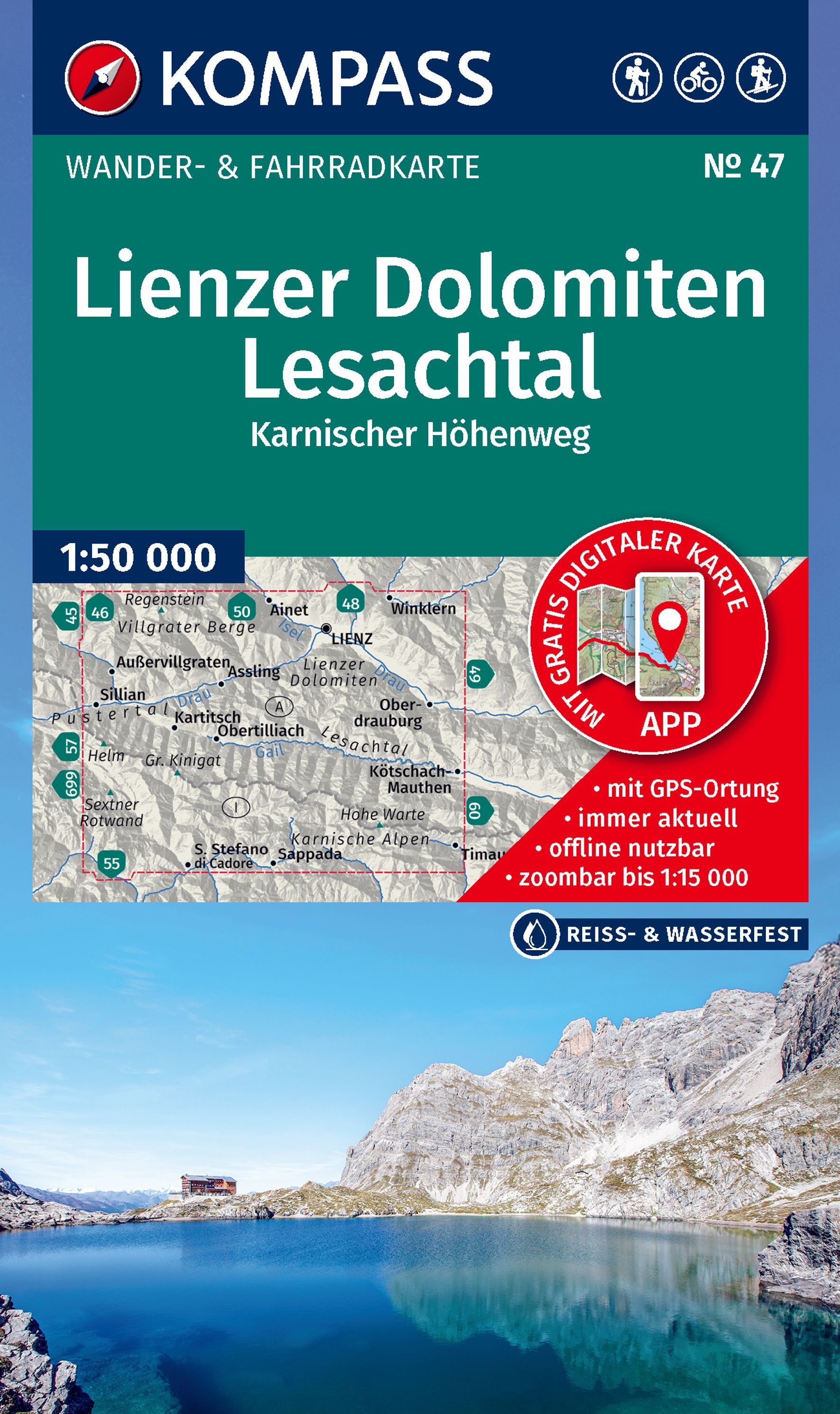 Wanderkarte, Dolomiten, Lesachtal, Karnischer Höhenweg, GPS-Webkarte