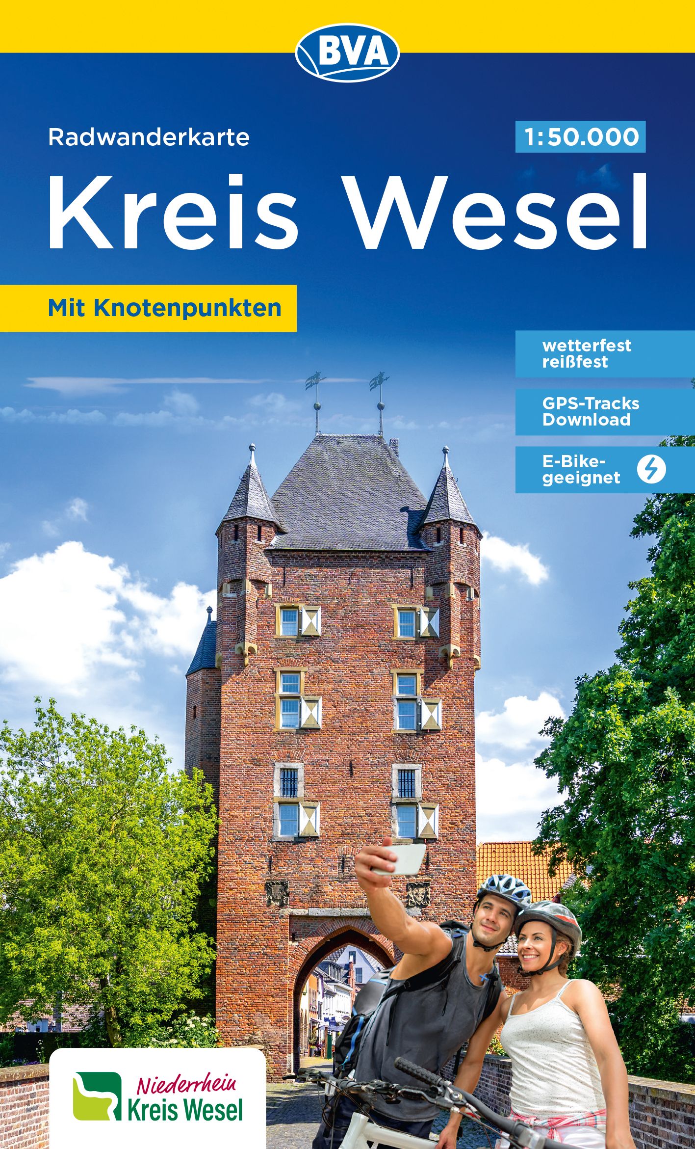 BVA Radwanderkarte Kreis Wesel Werbung, Plakat, Helm, Person, Veröffentlichung