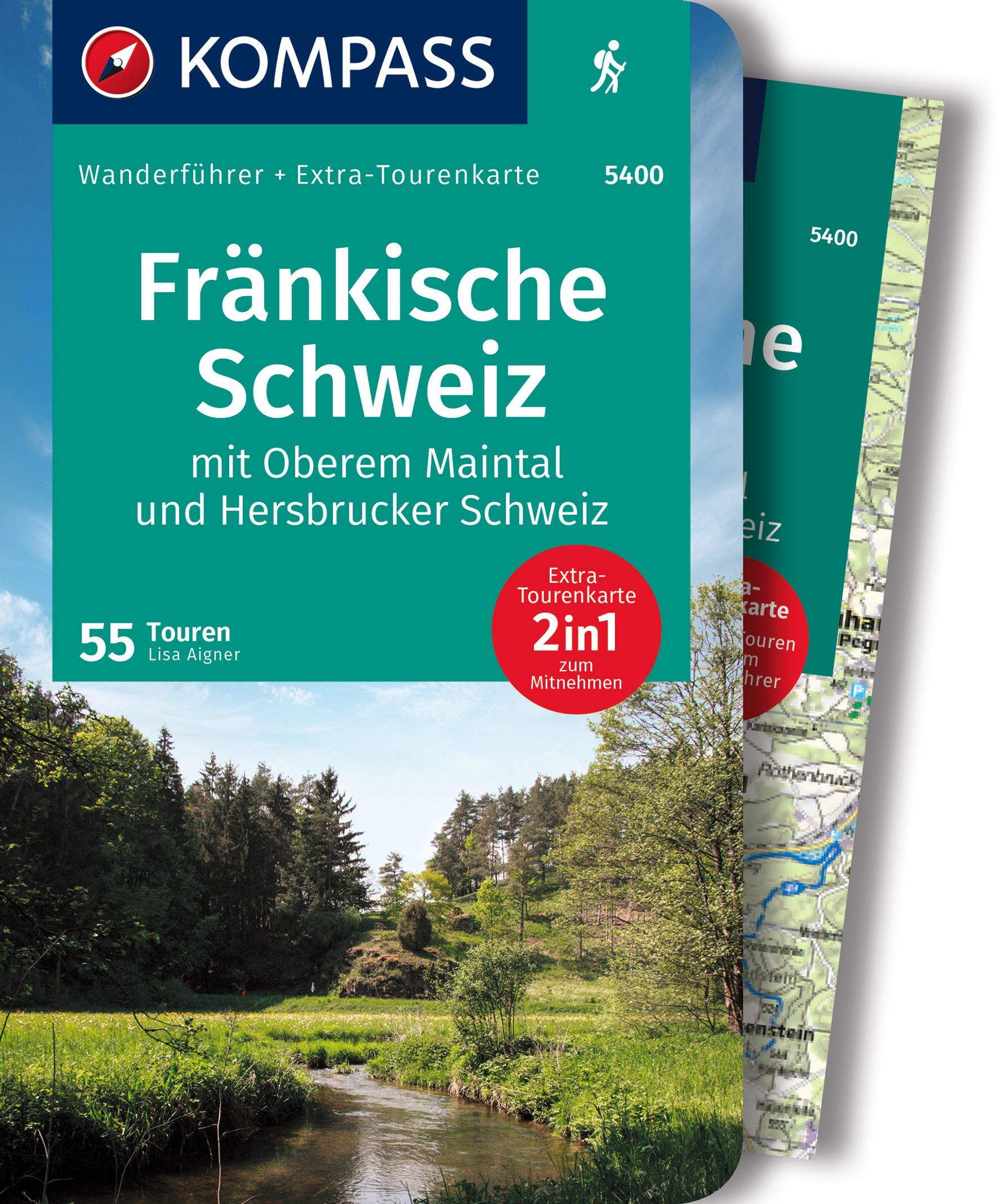 9783991216339 KOMPASS Wanderführer Fränkische Schweiz, Cover See mit Wald