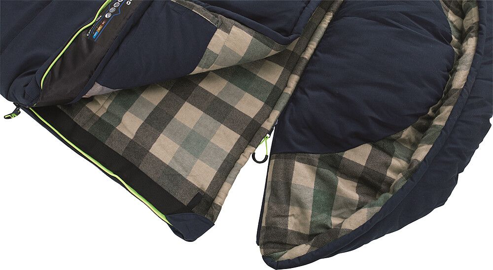 Outwell Schlafsack Camper Lux, zur Decke aufgemacht Außenseite, abnehmbares Kopfteil