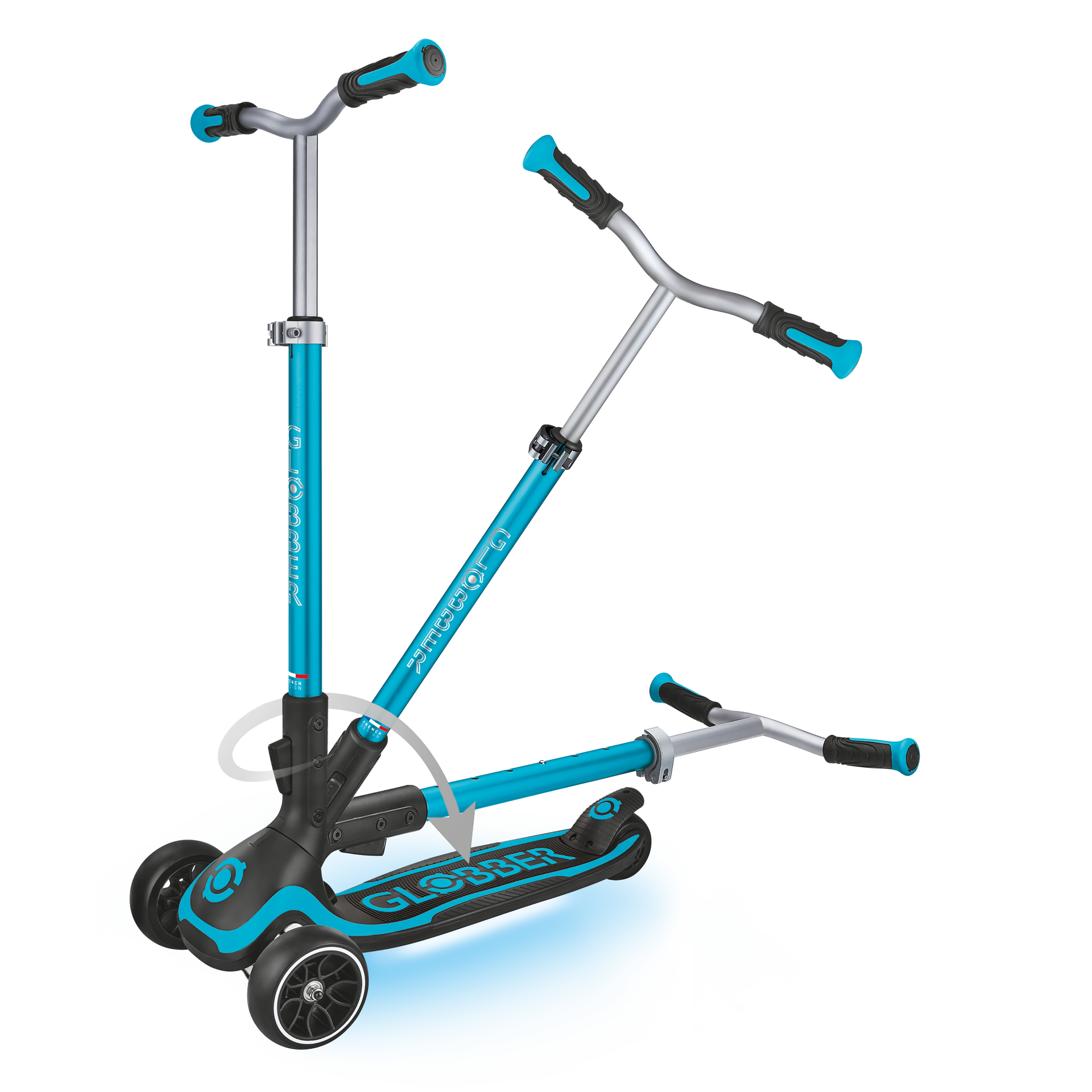 Transport, Fahrzeug, Kinderroller, Tretroller, Türkis, Rad