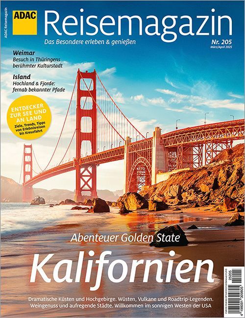 ADAC Reisemagazin - Titelthema Kalifornien ADAC Reisemagazin Kalifornien, Cover Golden Gate Bridge vom Strand aus fotografiert