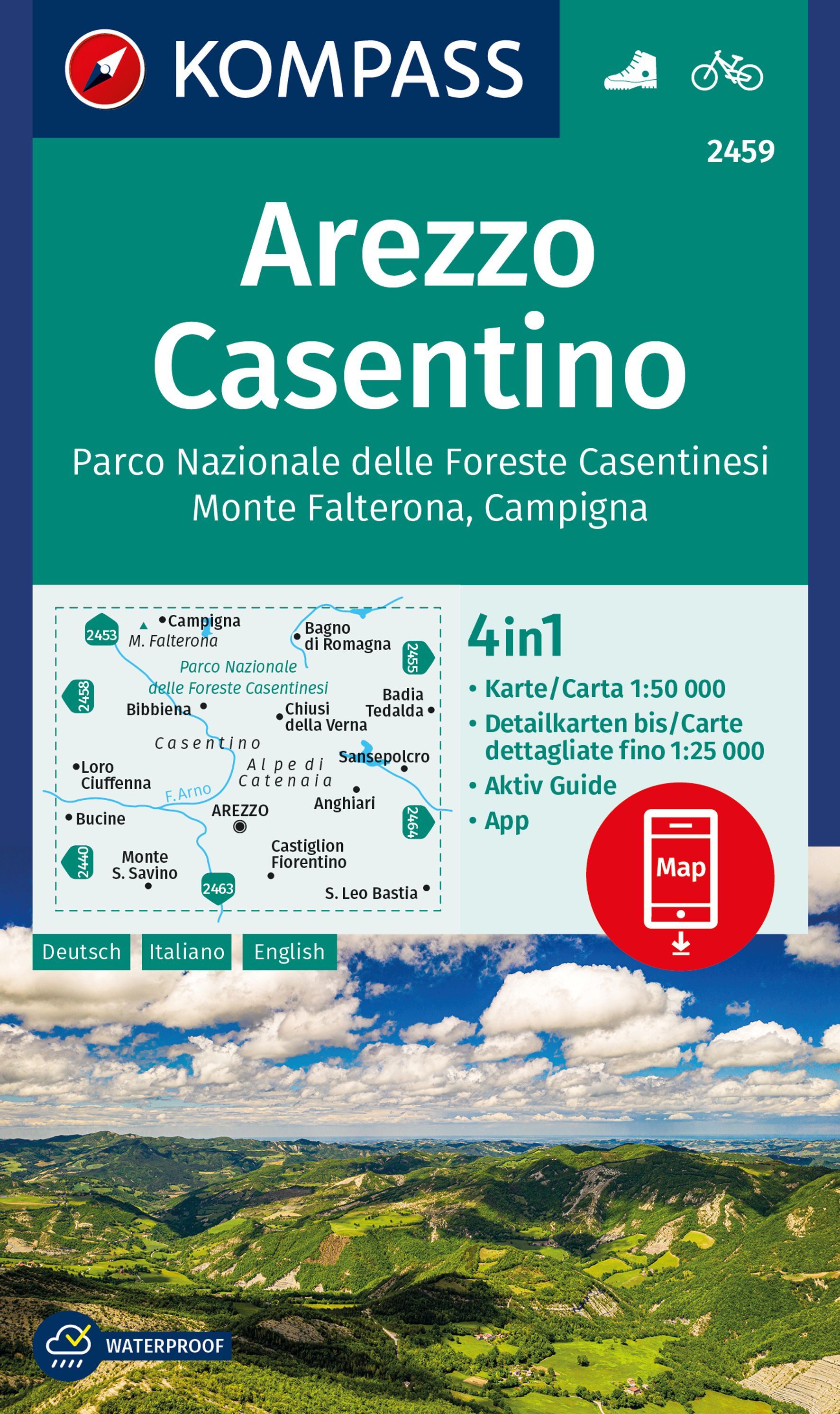 9783991540274 Cover Kompass Wanderkarte Arezzo Casentino