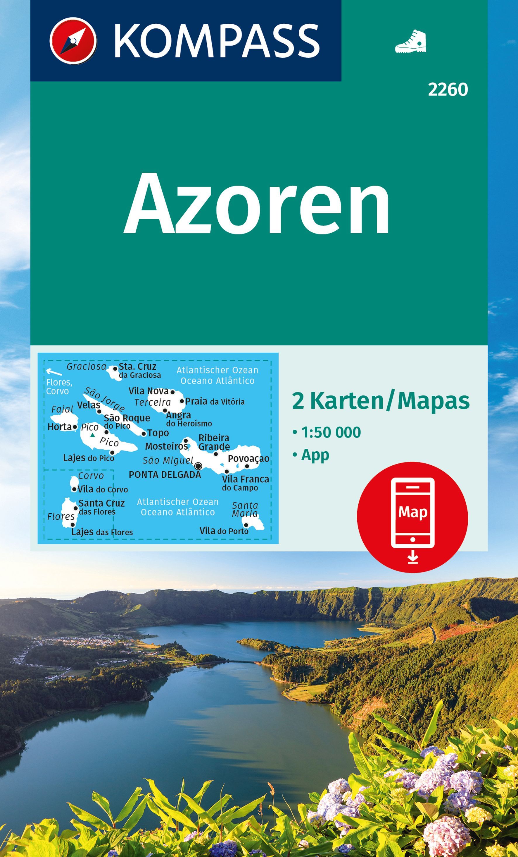 9783991540151 Cover Kompass Wanderkarte Azoren