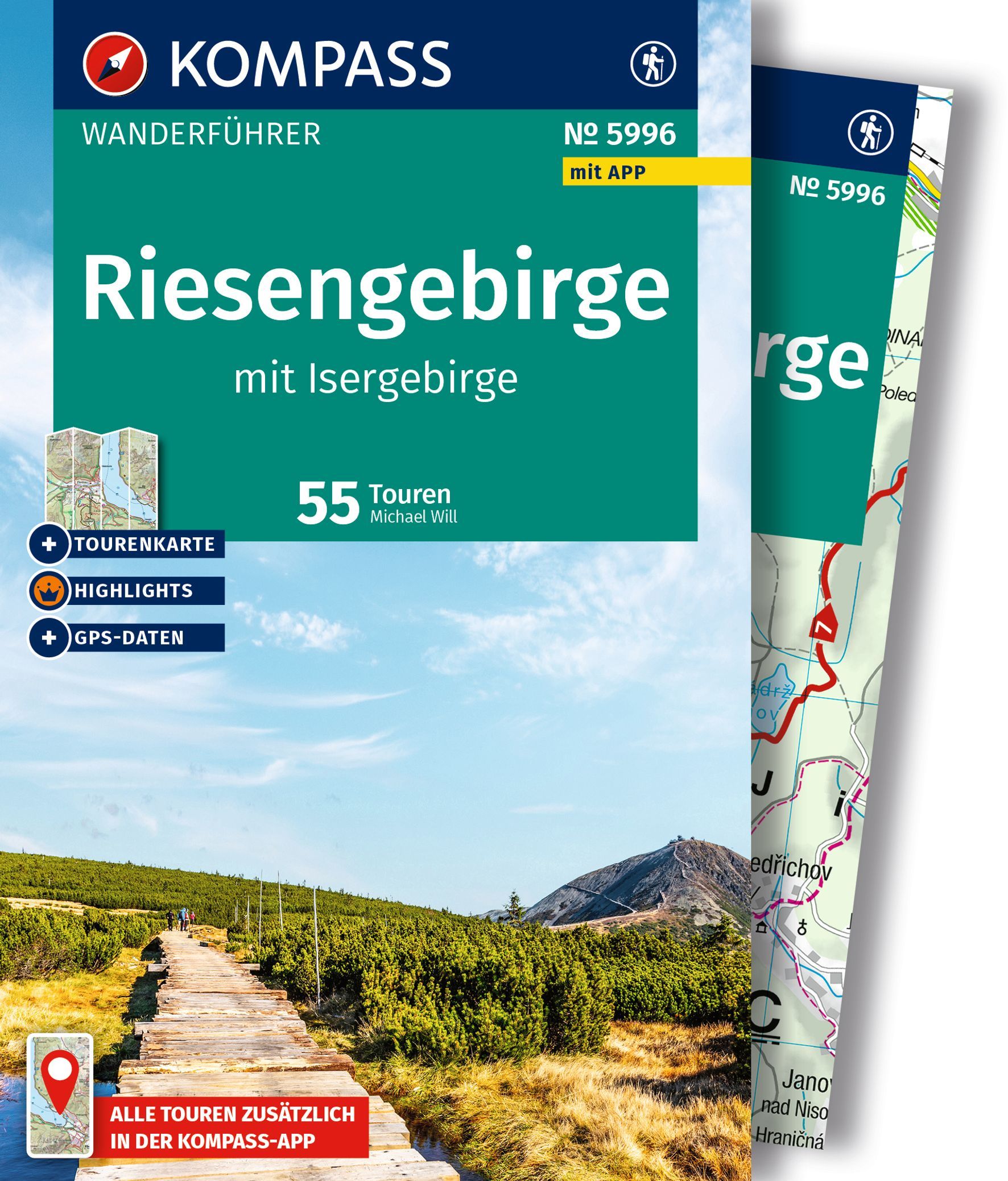 KOMPASS Wanderführer Riesengebirge, 55 Touren Werbung, Plakat