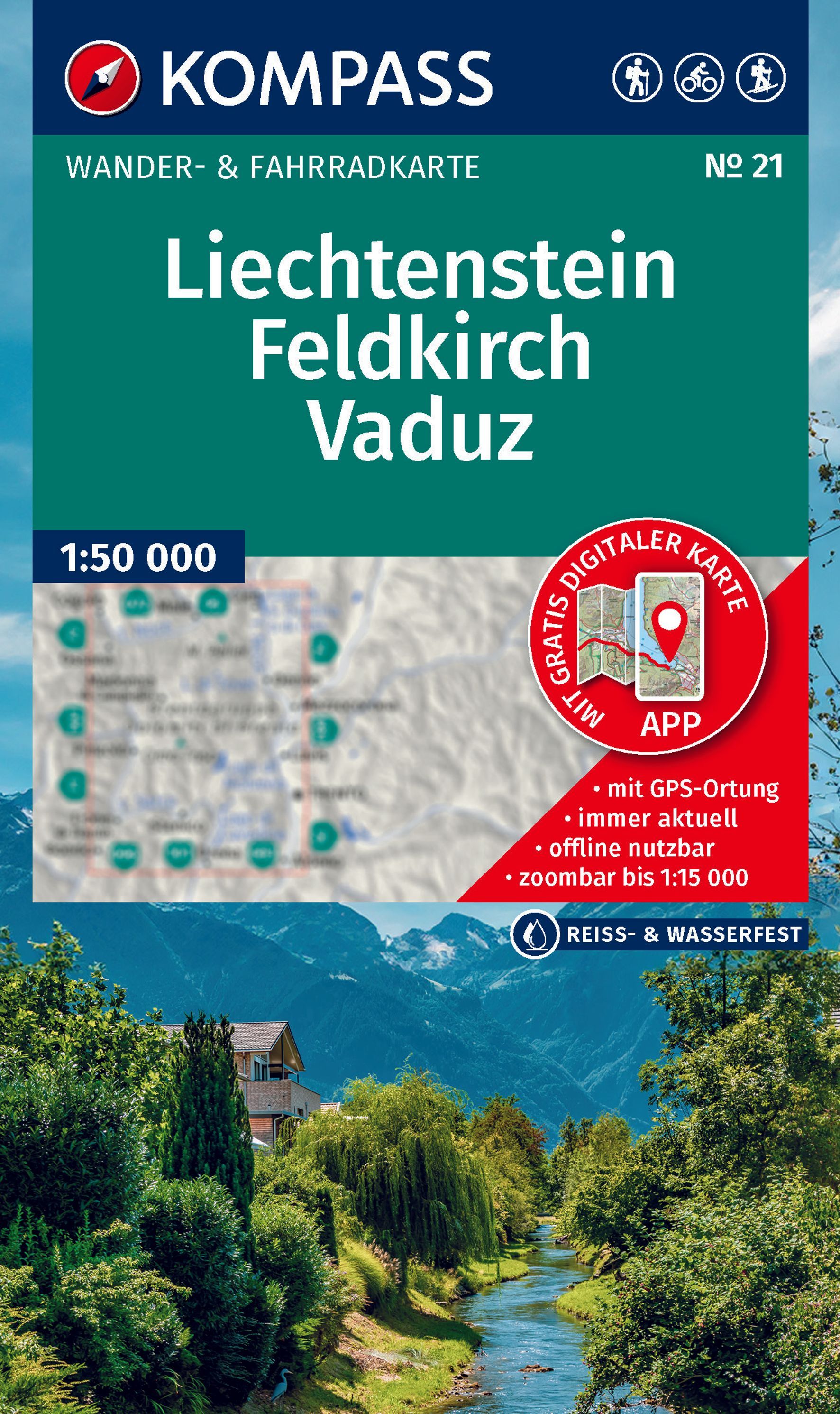 KOMPASS Wanderkarte Liechtenstein,Feldkirch,Vaduz Werbung, Plakat, Pflanze, Baum, Vegetation