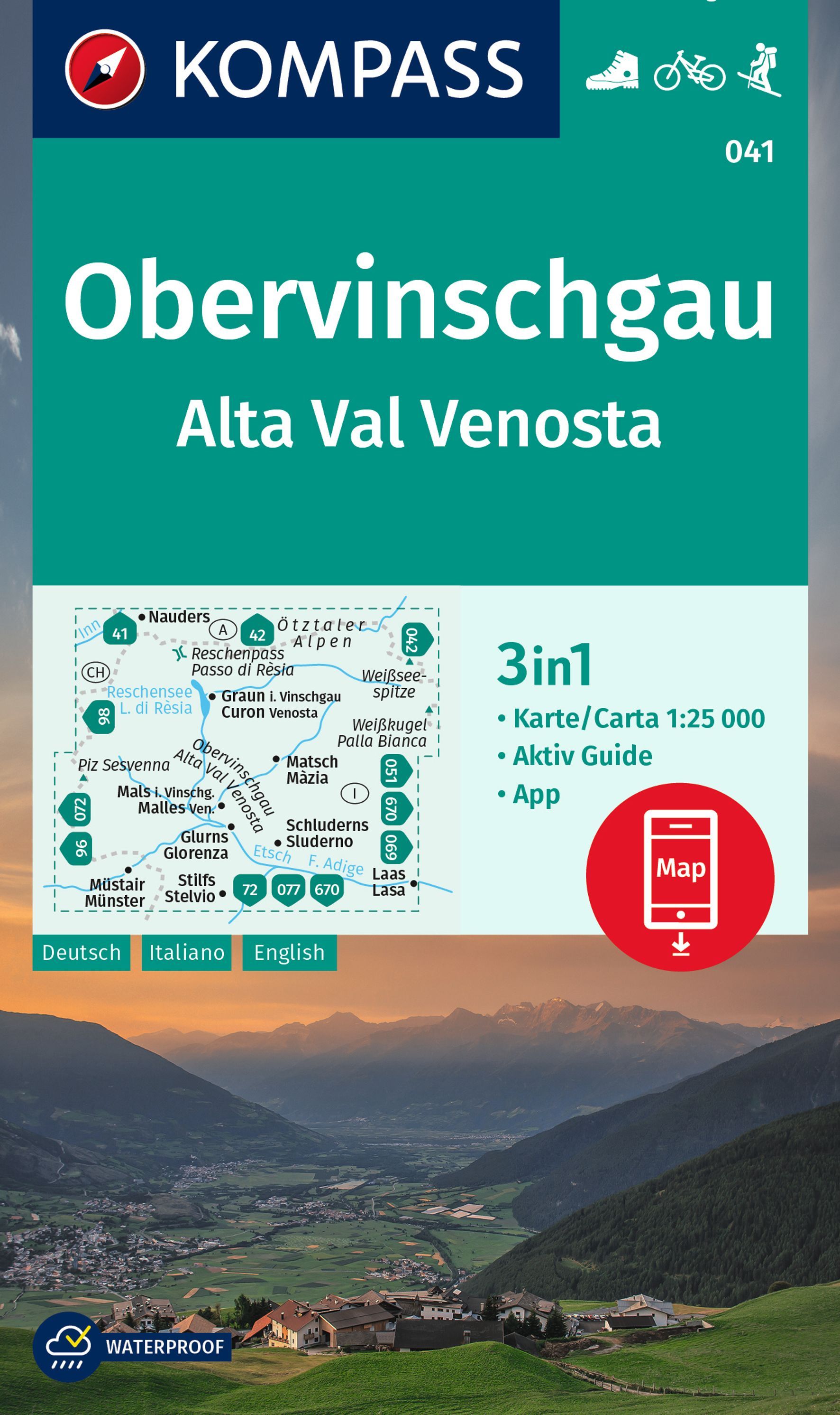 9783991217497 Cover Kompass Wanderkarte Obervinschgau
