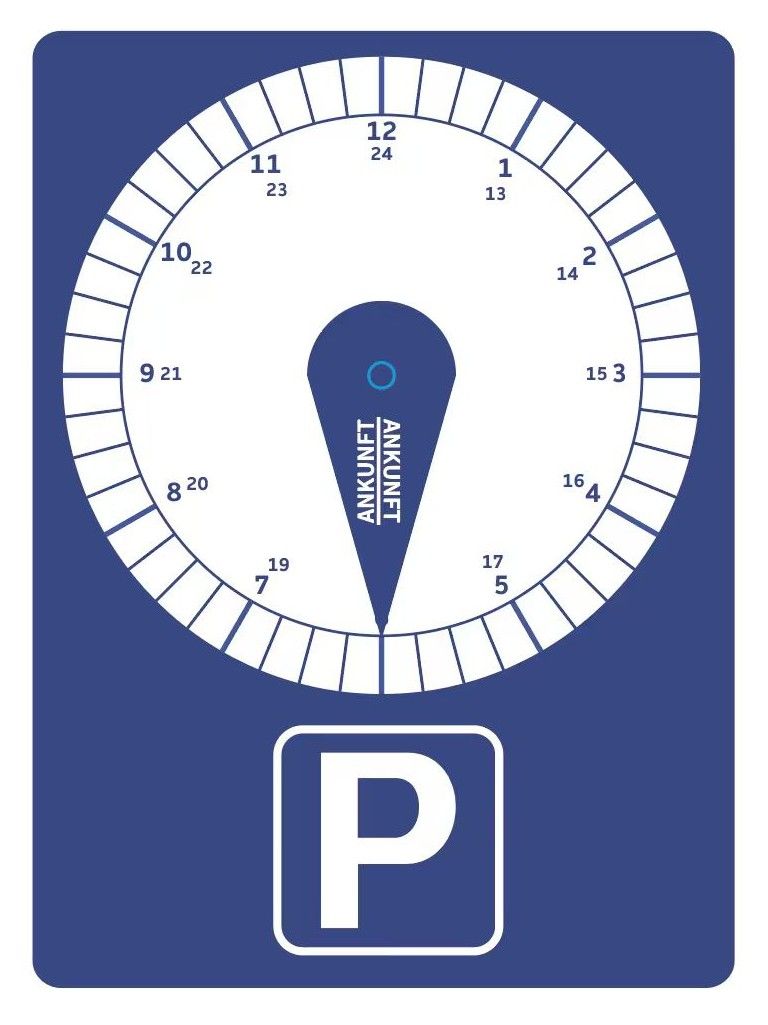 Parkhaus, Ankunftskl, Ankunftzeit, Uhr, P-Symbol