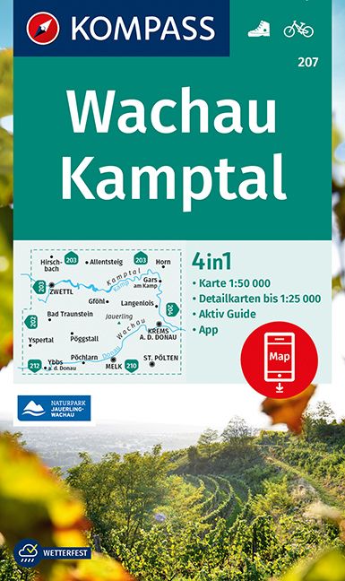 9783991212676 Cover Kompass Wanderkarte Wachau, Kamptal