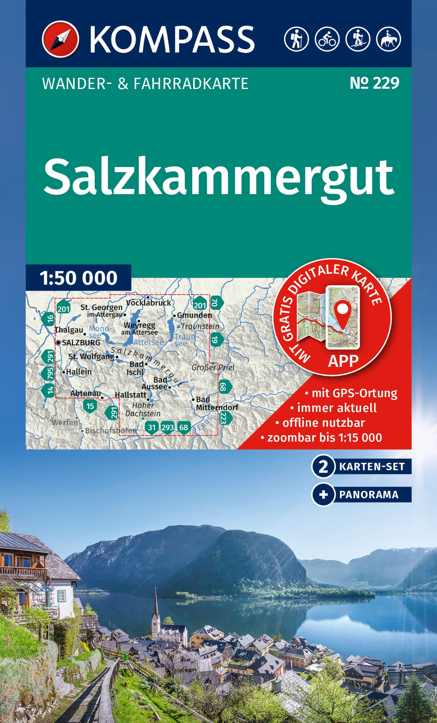 KOMPASS Wanderkarten-Set Salzkammergut (2 Karten) Werbung, Plakat, Nachbarschaft