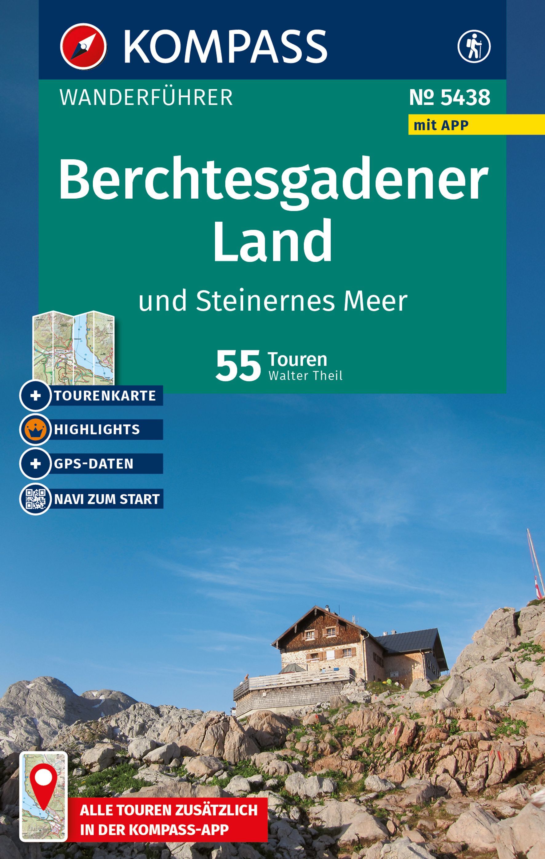 KOMPASS Wanderführer Berchtesgadener Land Werbung, Plakat, Unterschlupf, Hütte, Natur
