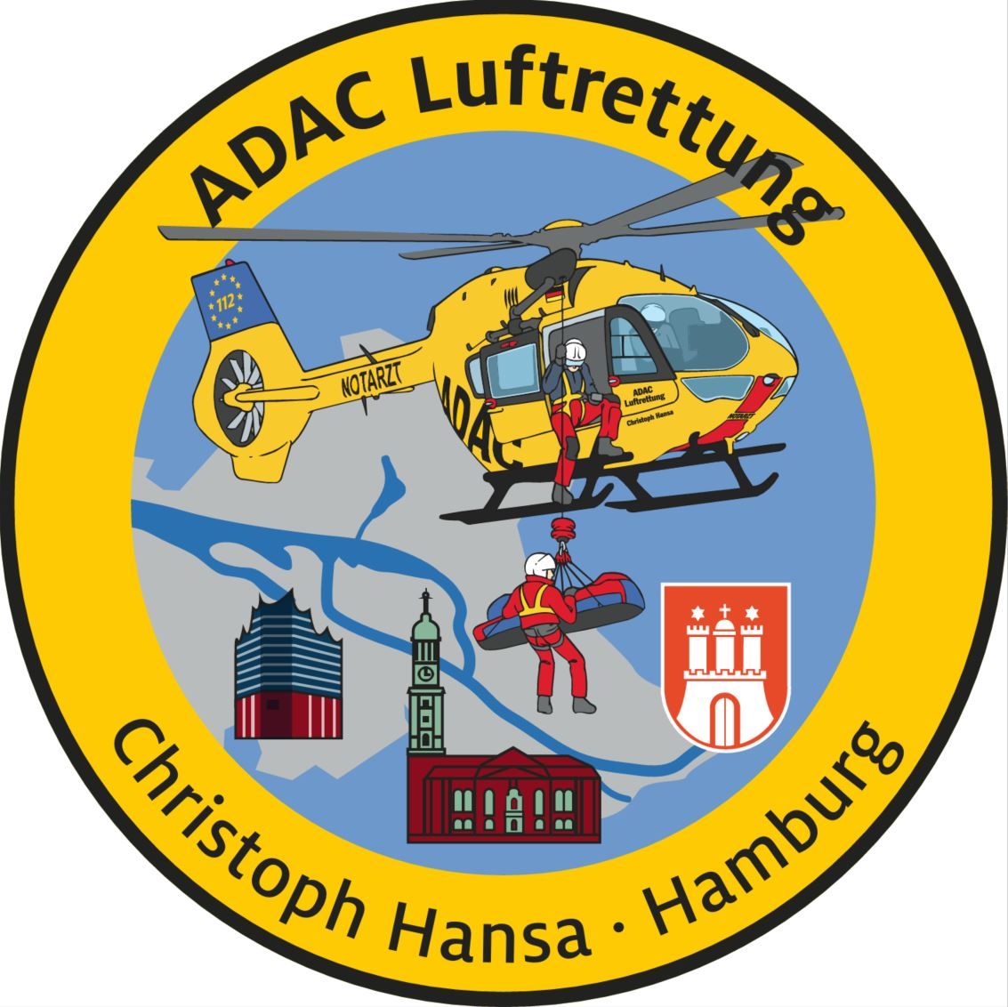 ADAC Luftrettung Fanpatch „CHR Hansa“ Hamburg ADAC Luftrettung Fan Patch,Hubschrauber