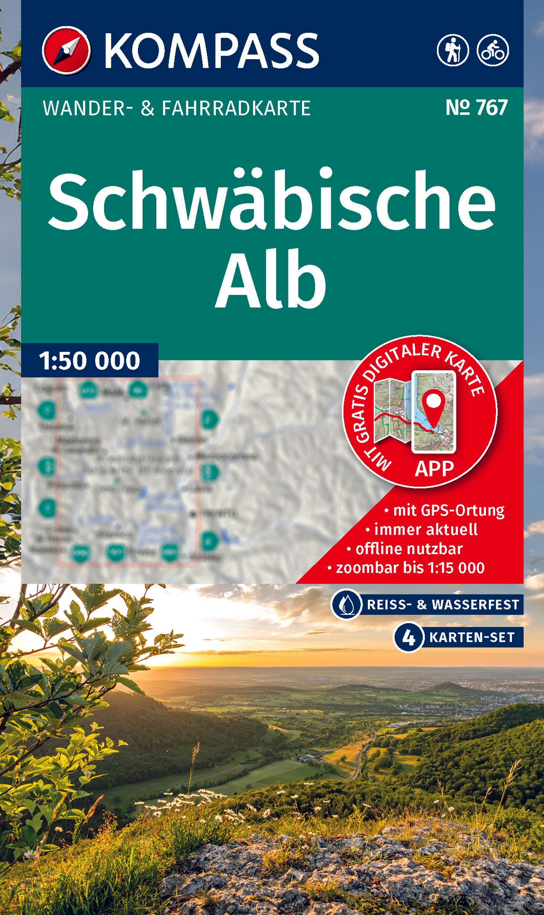 KOMPASS Wanderkarten-Set 767 Schwäbische Alb Werbung, Plakat