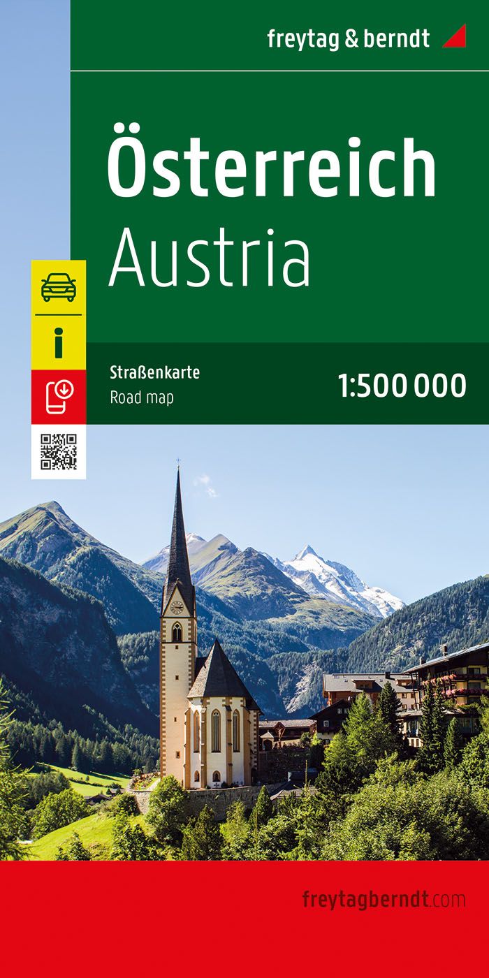 Österreich, Straßenkarte 1:500.000, freytag&berndt Turmspitze, Kathedrale, Gipfel, Werbung, Plakat