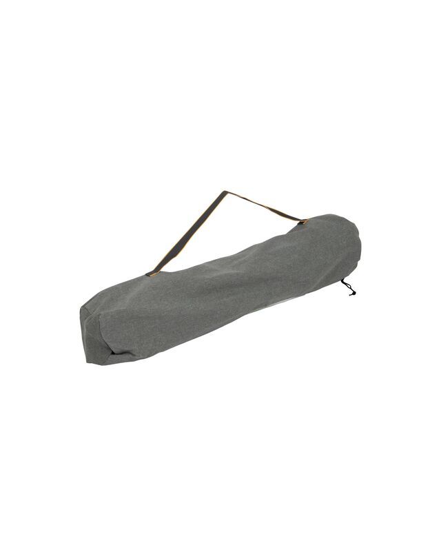 Yoga mat bag, Tragetasche, graues Gewebe, Gurtbeutel, aufgerollte Matte