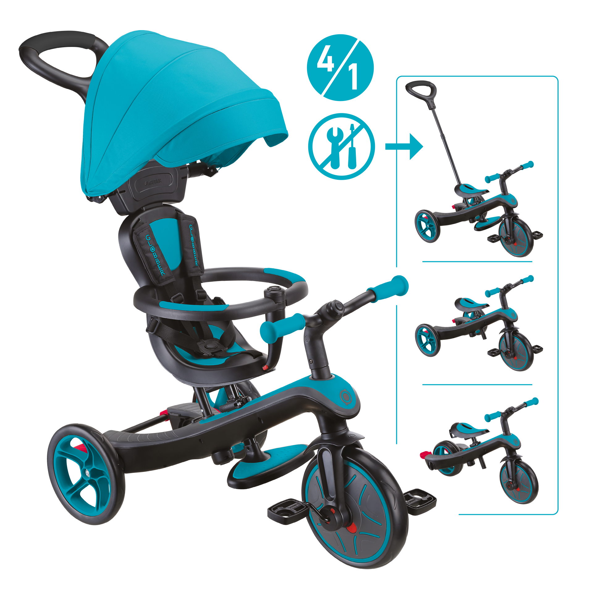 Transport, Fahrzeug, Kinderroller, Dreirad, Türkis, Rad