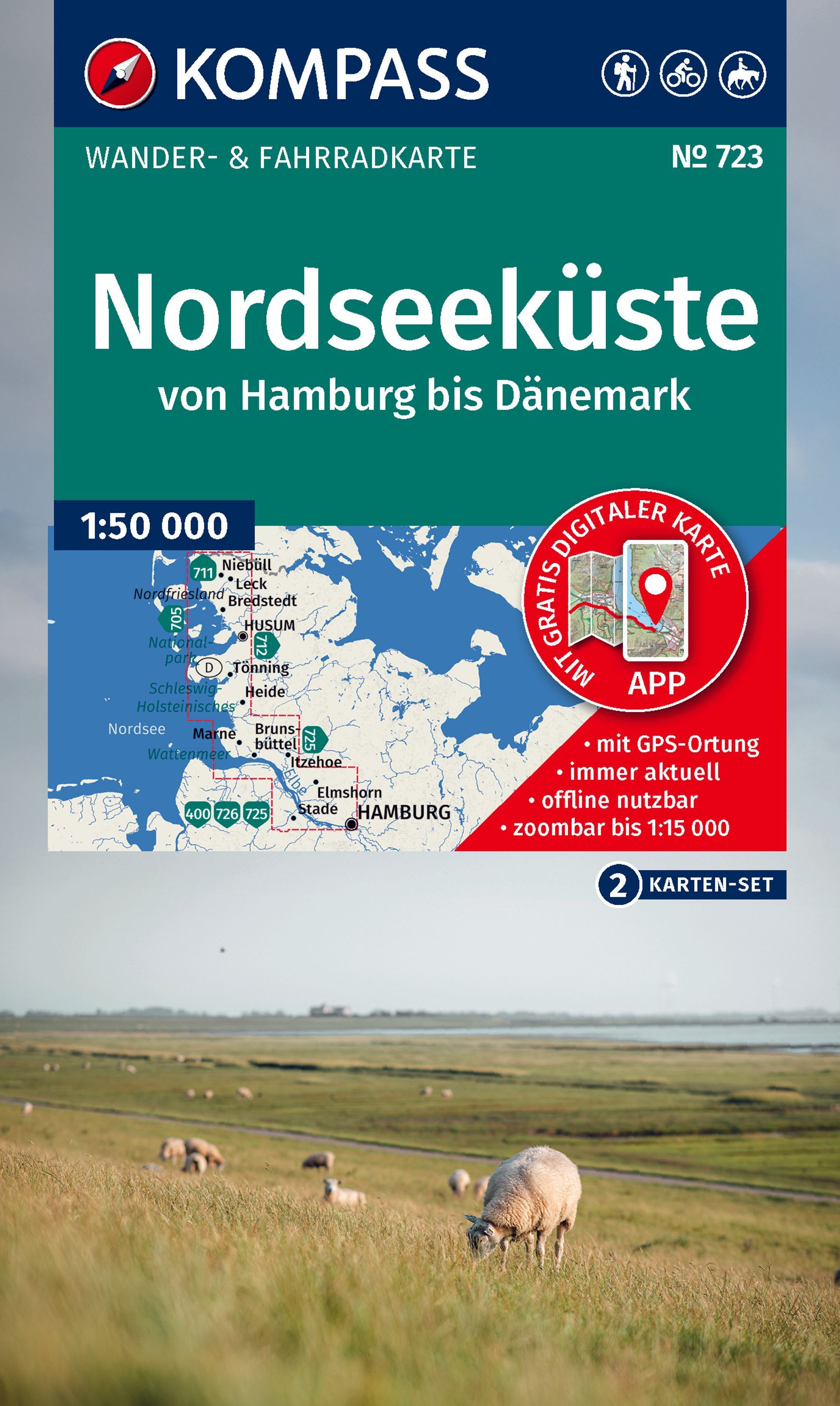 Reiseführer, Karte, Nordseeküste, Hamburg, Dänemark