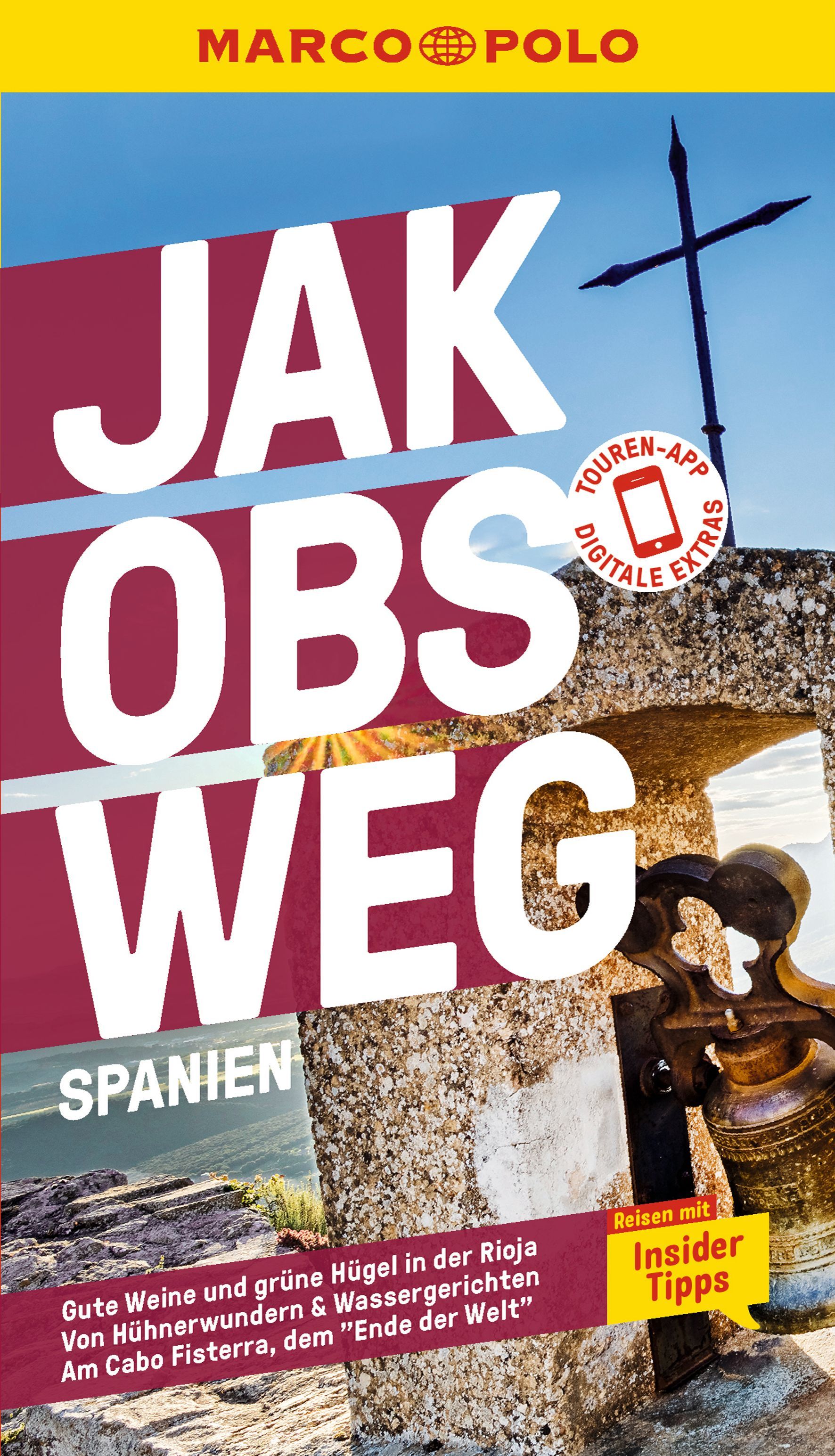 9783829749848 MARCO POLO Reiseführer Jakobsweg, Spanien, Cover altes Gemäuer mit Kreuz auf dem Dach