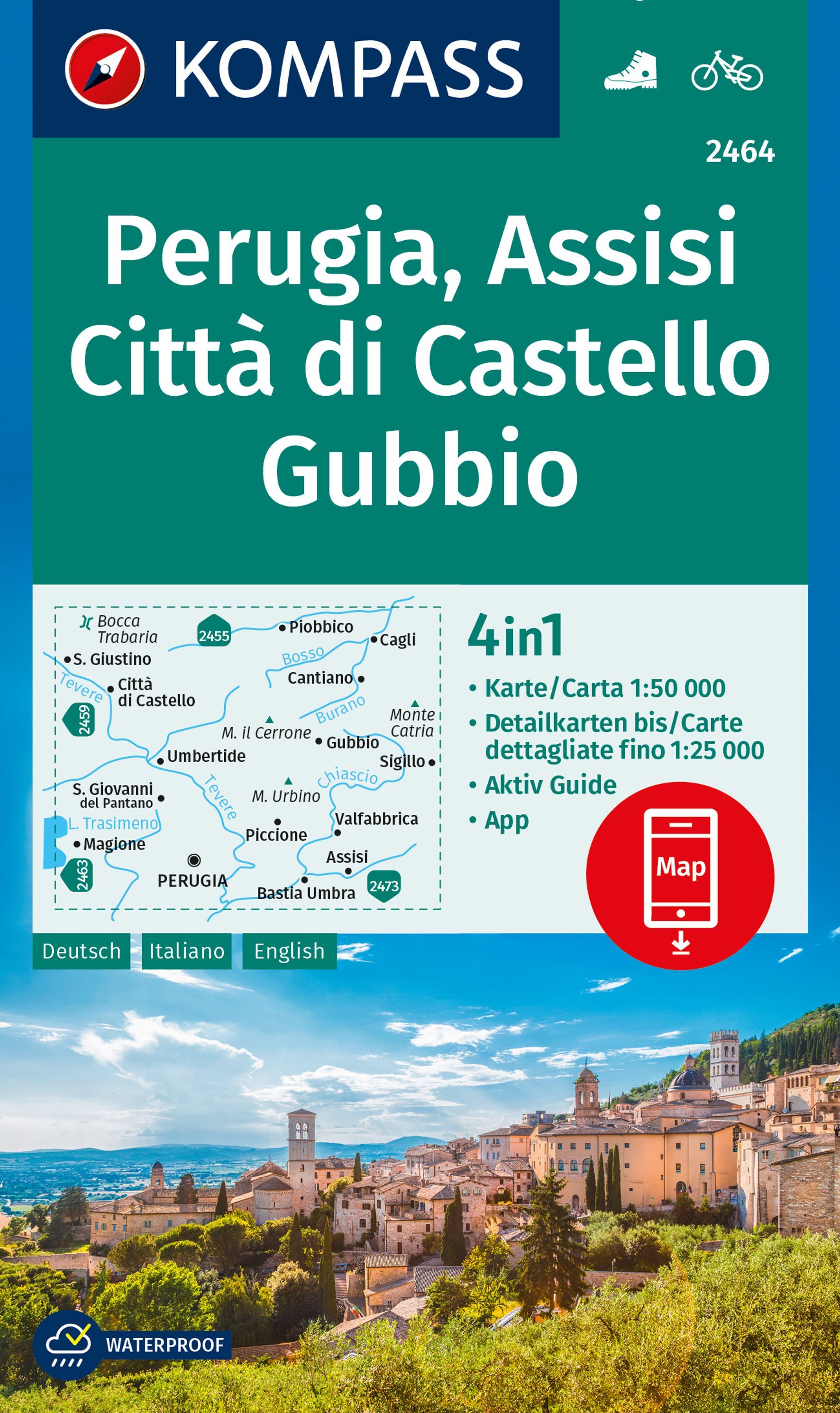 9783991540281 Cover Kompass Wanderkarte Perugia, Assisi, Citta di Castello Gubbio