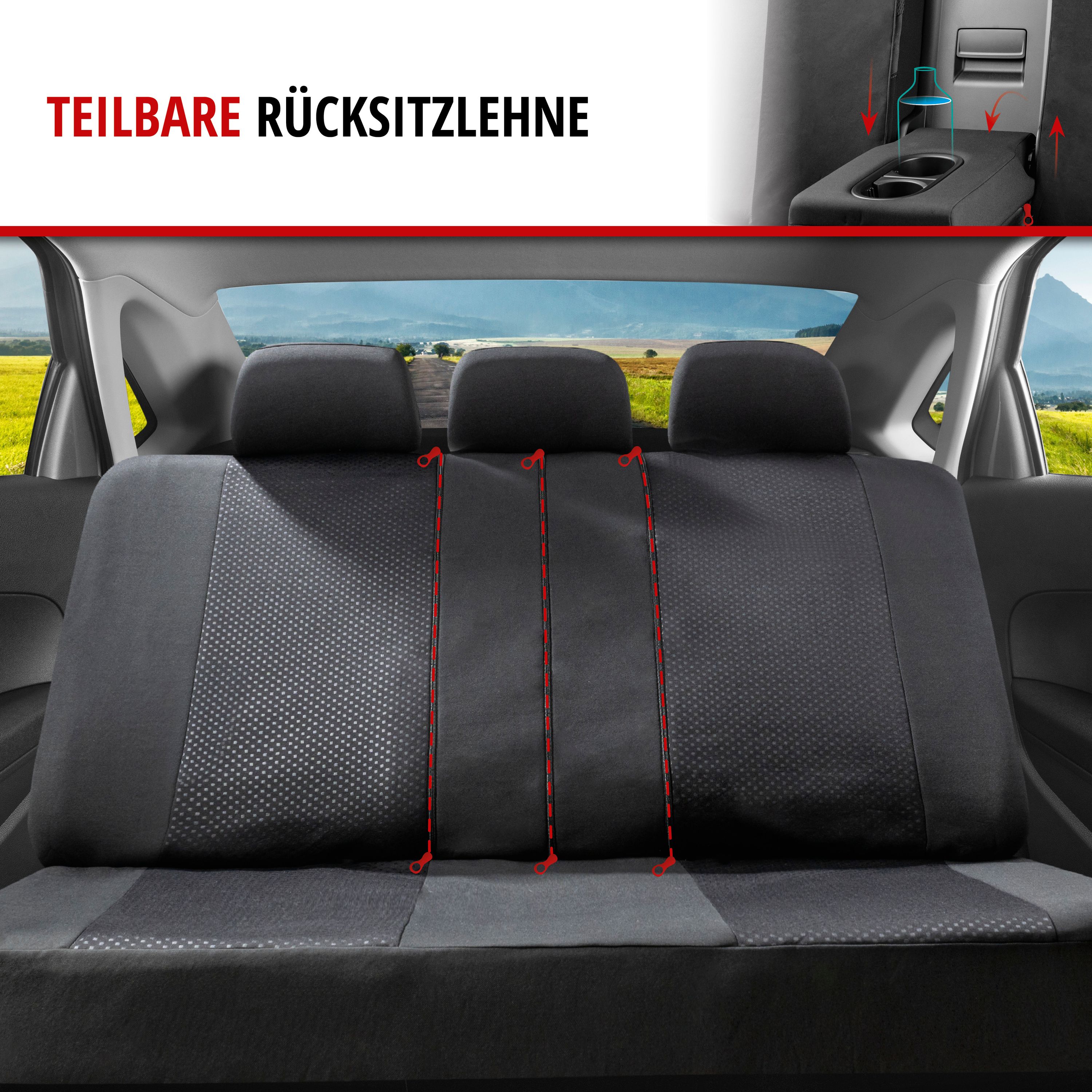 Autositzbezüge. Rückbank, schearz, Teilbare Rücksitzlehne