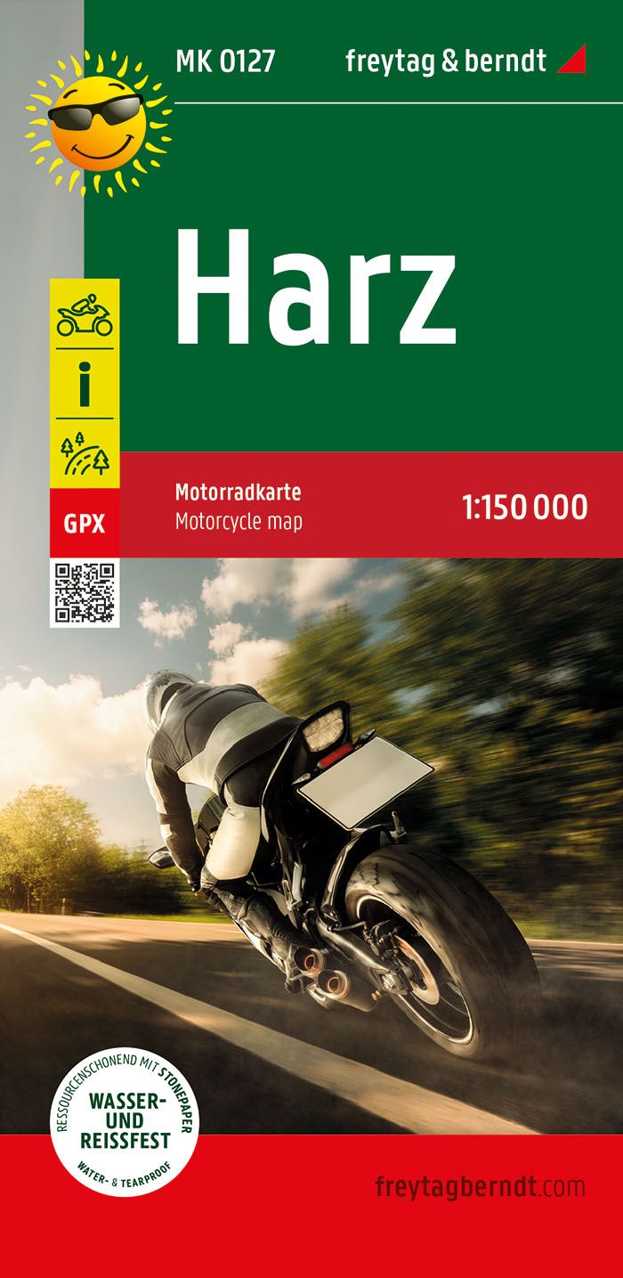 Harz, Motorradkarte 1:150.000, freytag & berndt Werbung, Plakat, Motorrad, Fahrzeug, Rad