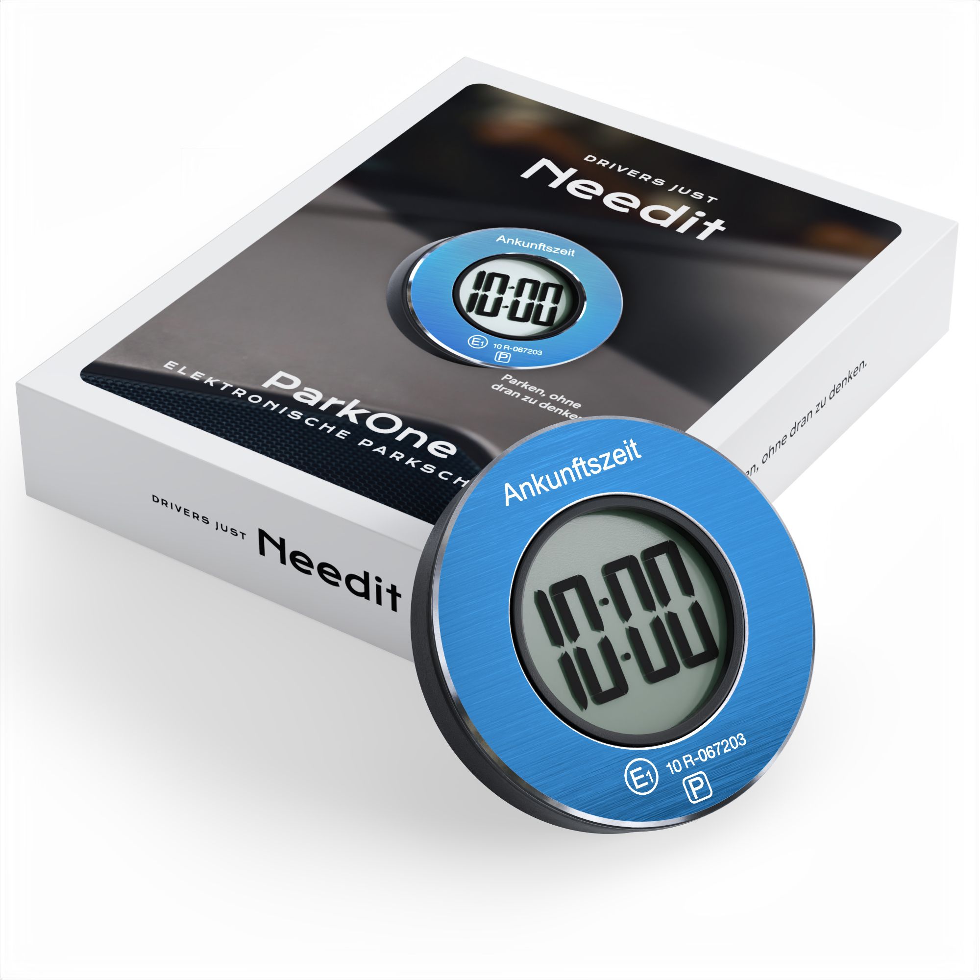 Parkscheibe Rund Blau auf Karton