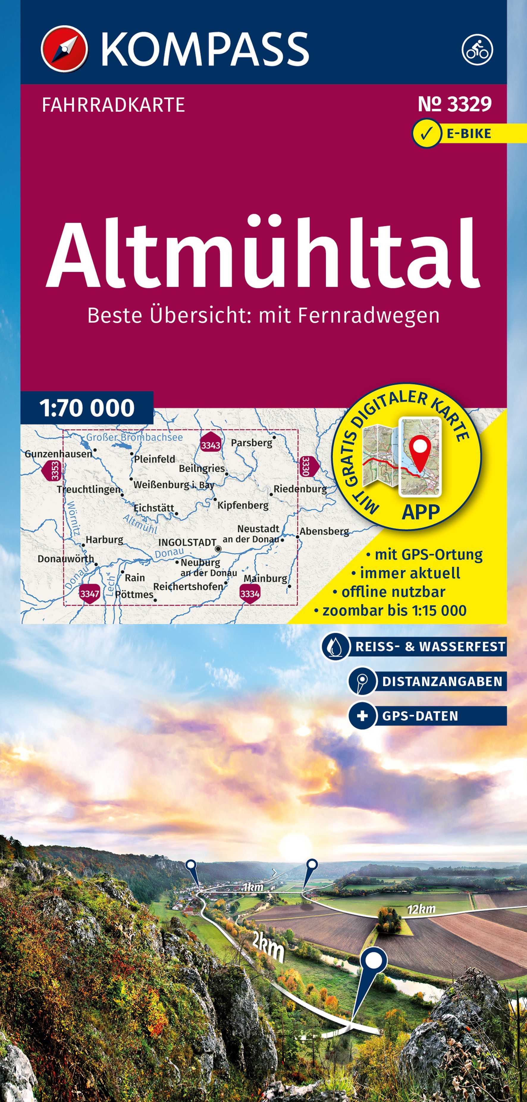 KOMPASS Fahrradkarte Altmühltal 1:70.000 Werbung, Plakat