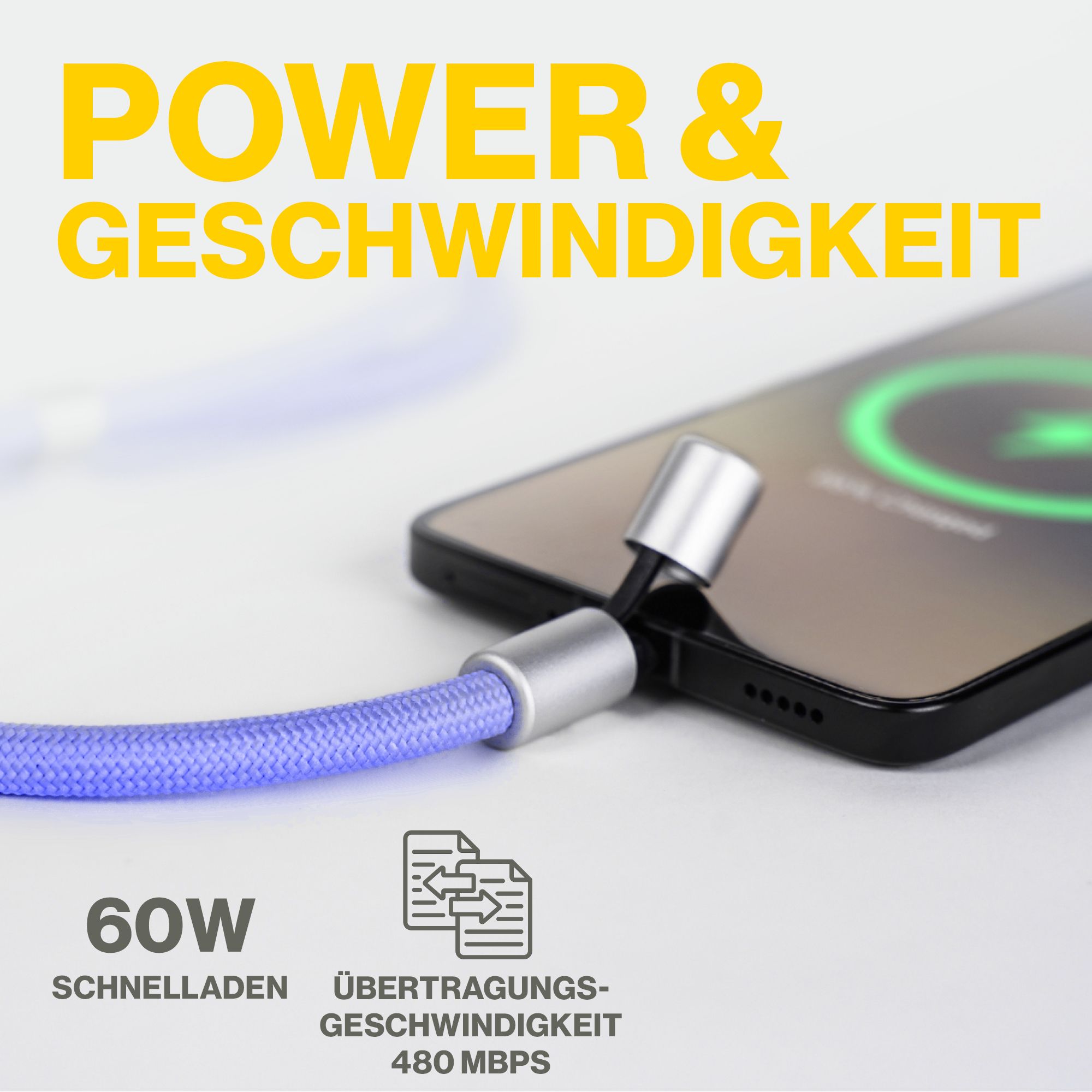 Ladegerät, Kabel, USB-C, 60W, Schnellladen