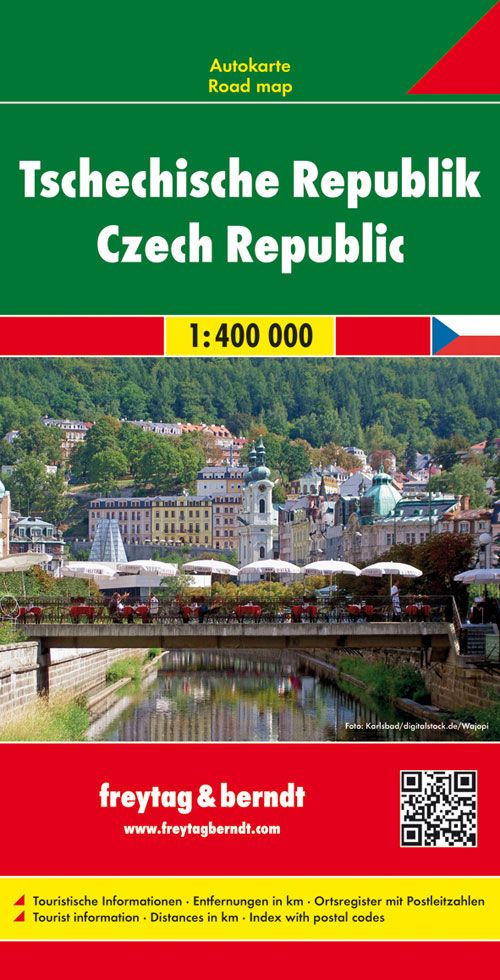 Tschechische Republik, Autokarte 1:400.000, f&b Werbung, Plakat, Uferpromenade, Stadt, QR Code