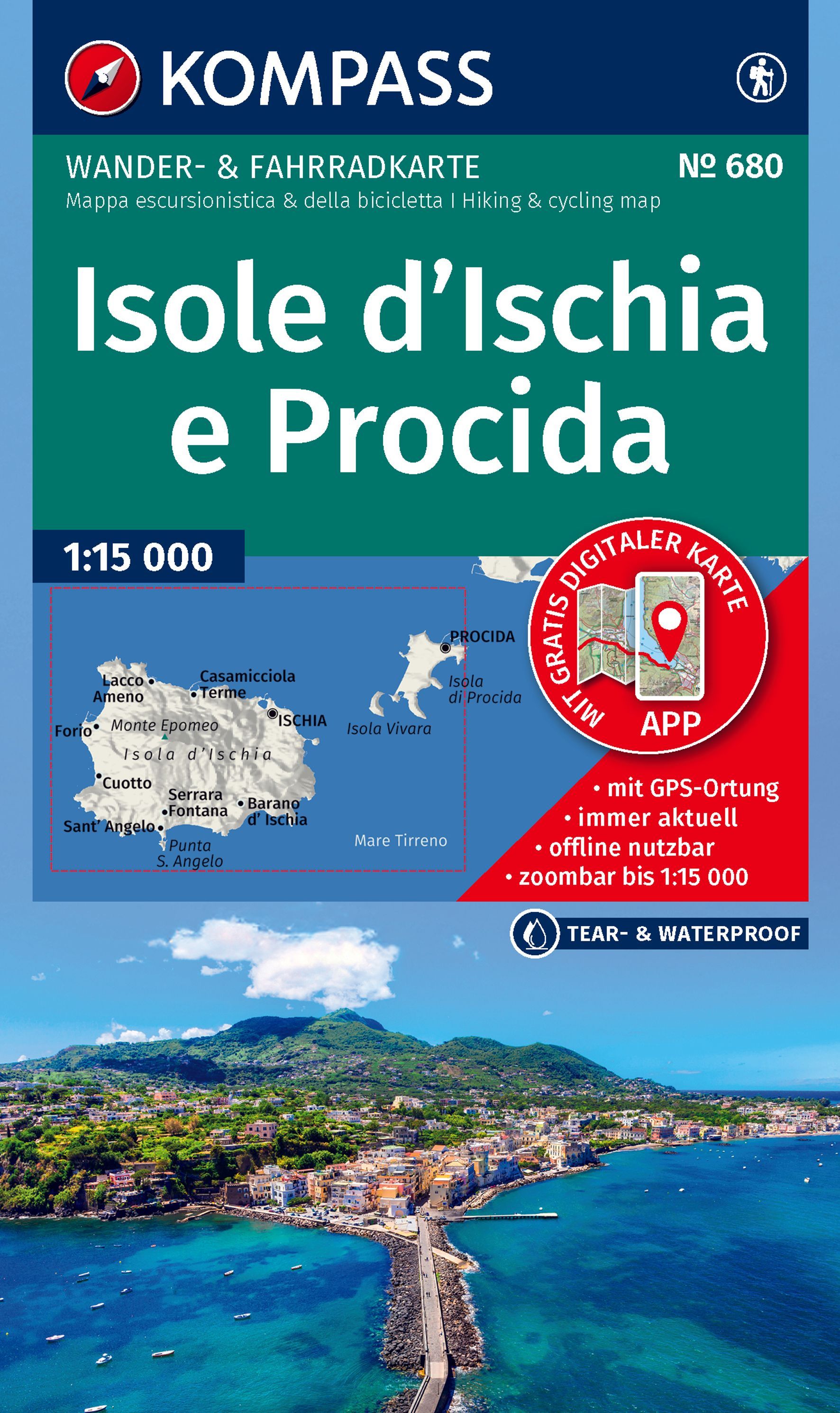 Karte, Wanderkarte, Ischia, Procida, Meeresküste