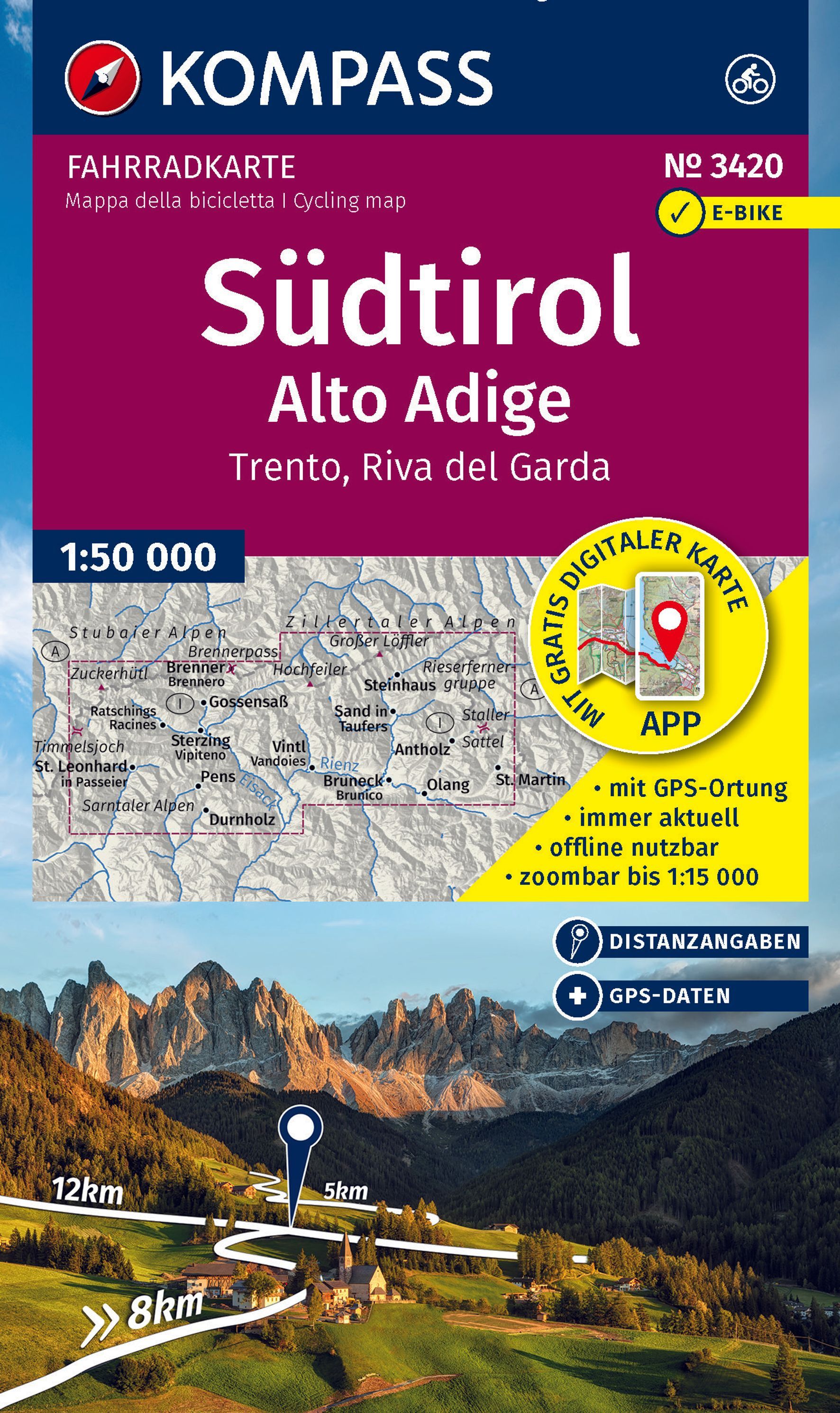KOMPASS Fahrradkarte 3420 Südtirol / Alto Adige Werbung, Plakat, Draußen