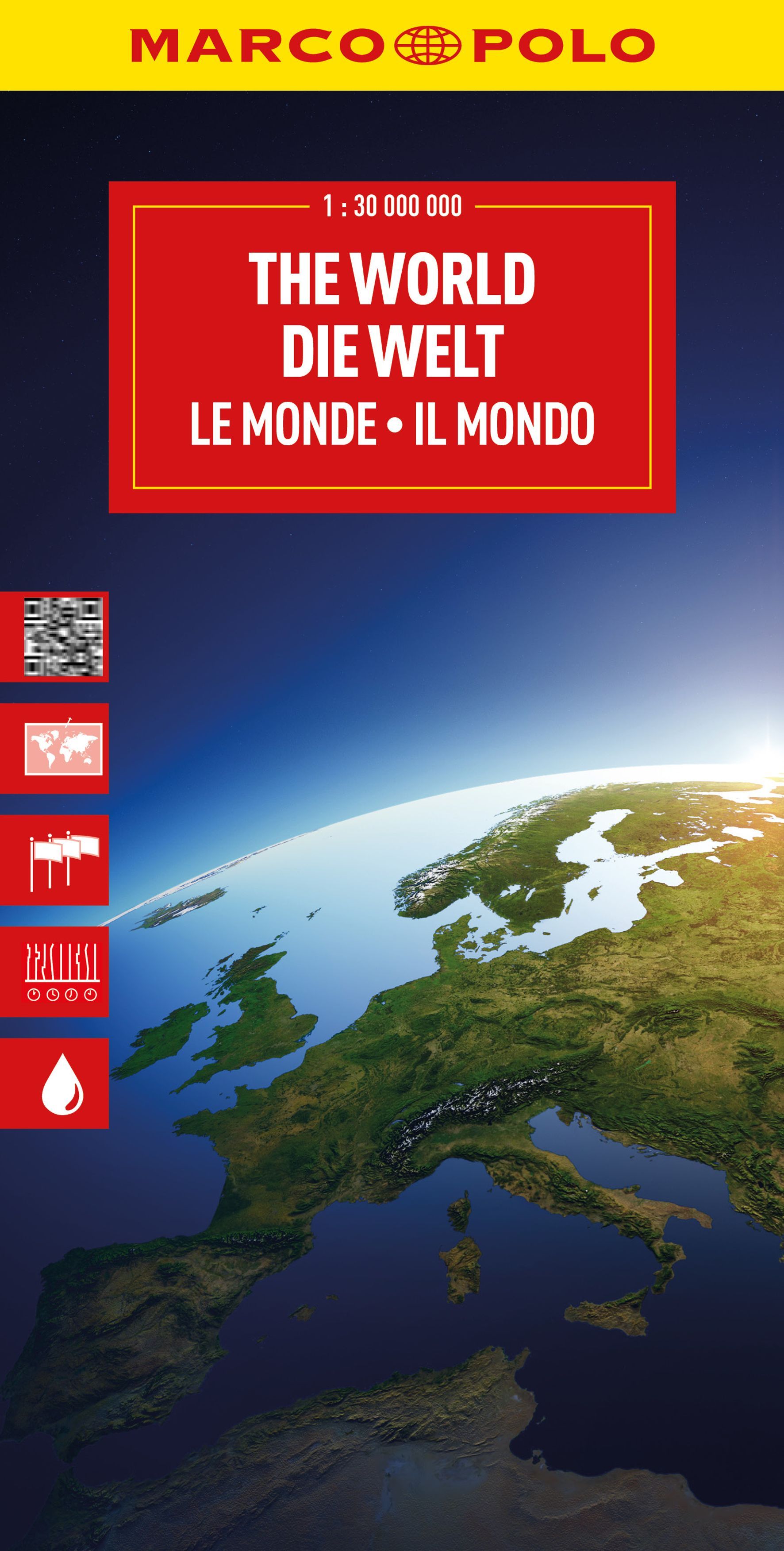 MARCO POLO Reisekarte Die Welt 1:30 Mio. Cover MArco Polo Reisekarte die Welt. Erde aus dem Weltall