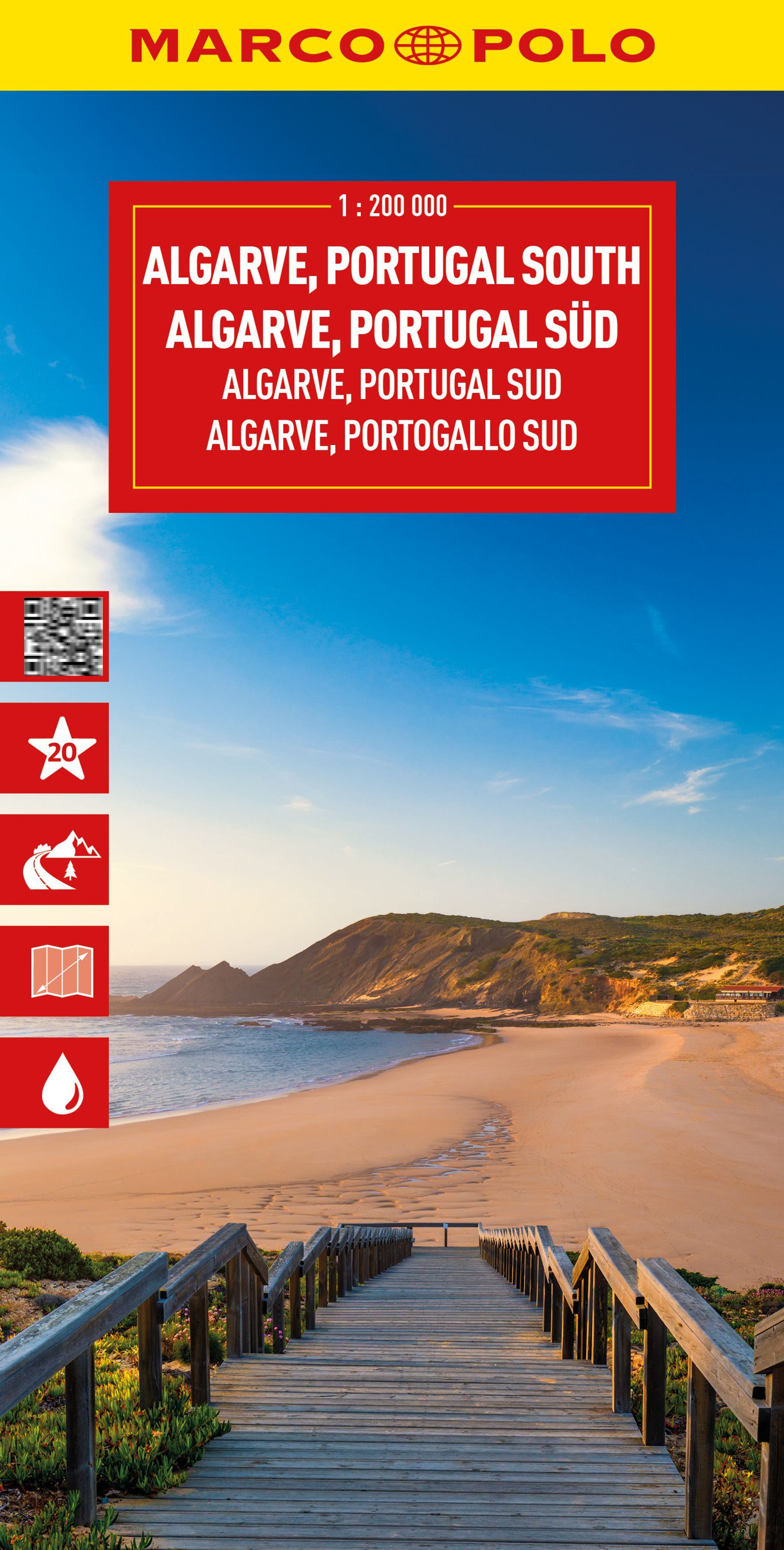 MARCO POLO Reisekarte Algarve, Portugal Süd Cover Marco Polo Reisekarte Algarve. Wasser, Uferpromenade, Seebrücke, Pfad