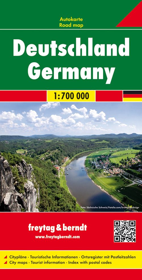 Deutschland, Autokarte 1:700.000, freytag & berndt Werbung, Plakat, Draußen, Natur, QR Code