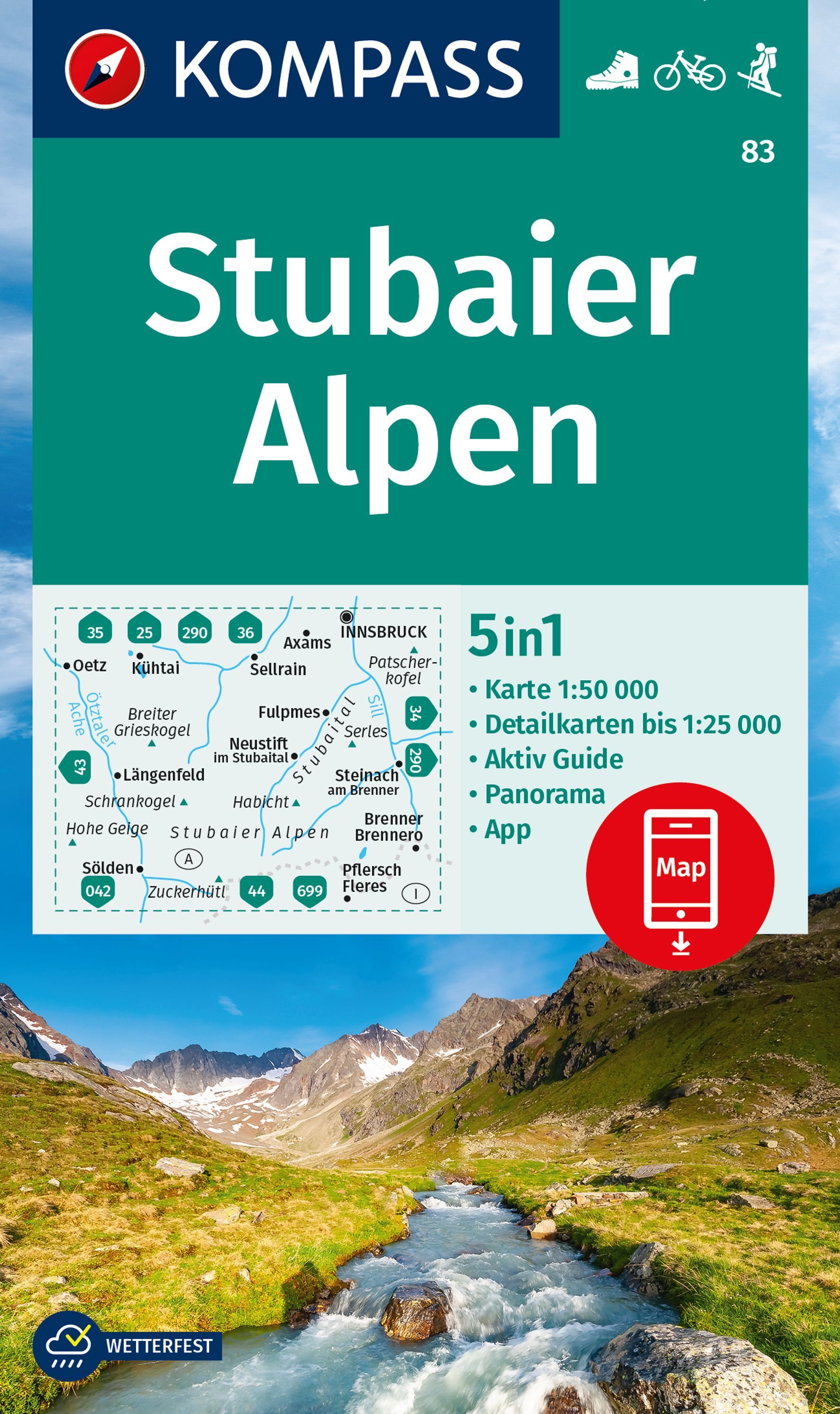 9783991217718 Cover Kompass Wanderkarte Stubaier Alpen
