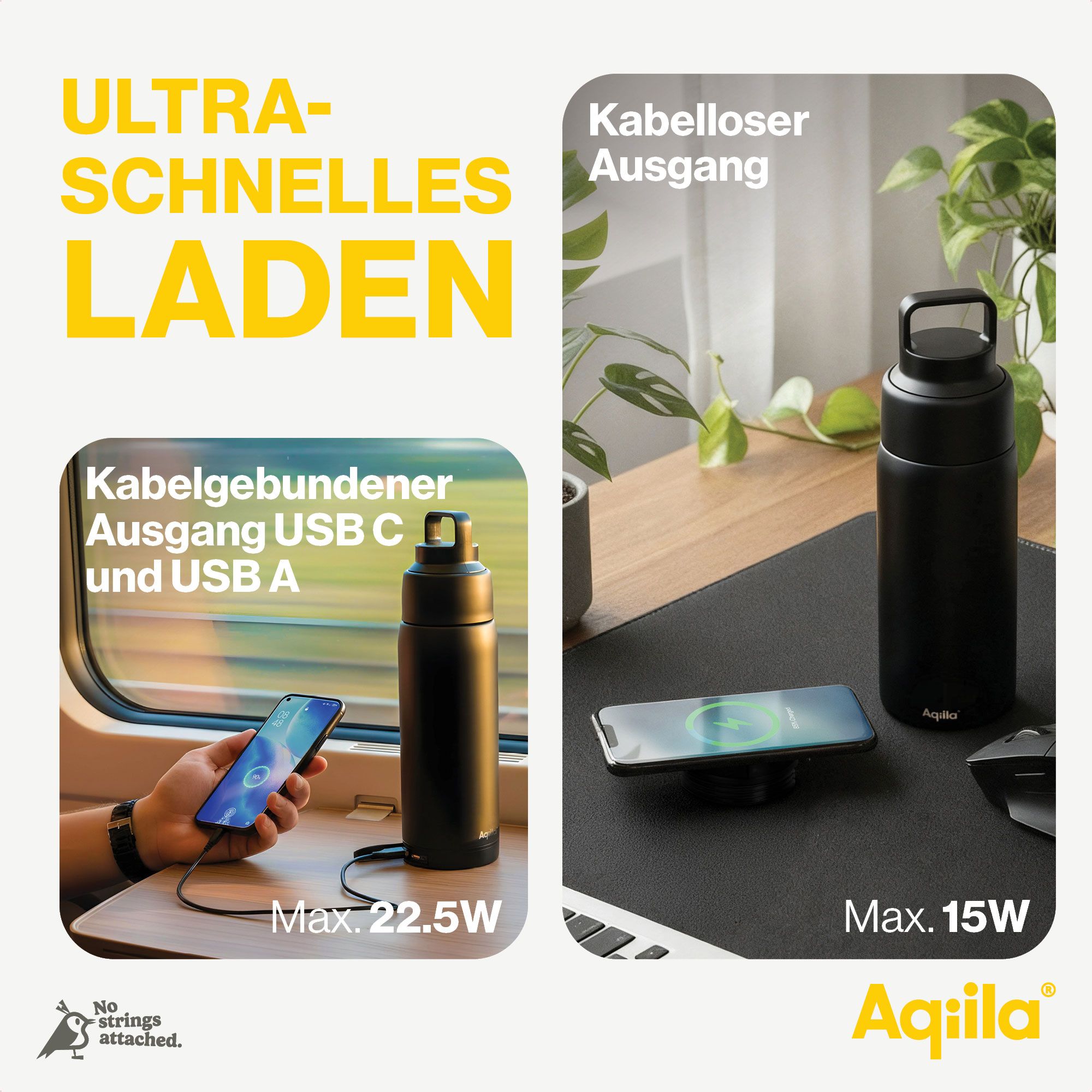 Wasserflasche, Trinkflasche, USB-C Anschluss, Magnetischer Halter, Kevlar?