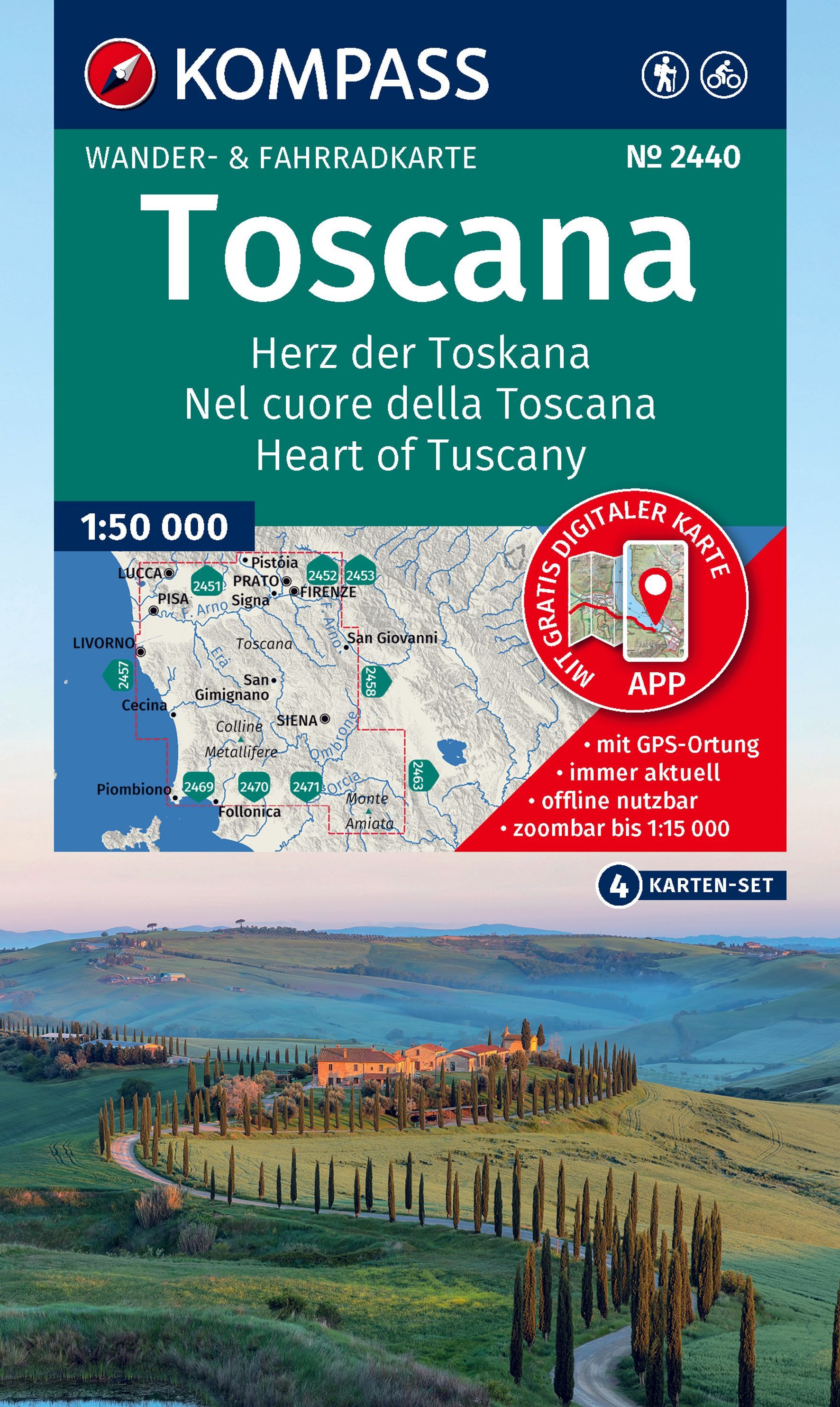 Wanderkarte, Toscana, Karten-Set, GPS, Landkarte