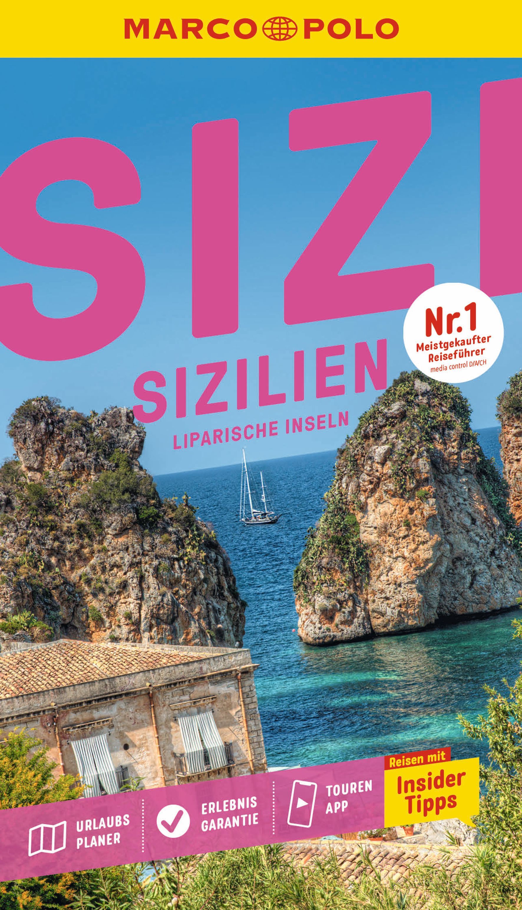 MARCO POLO Reiseführer Sizilien, Liparische Inseln Publikation, Werbung, Buch, Plakat, Gebäude