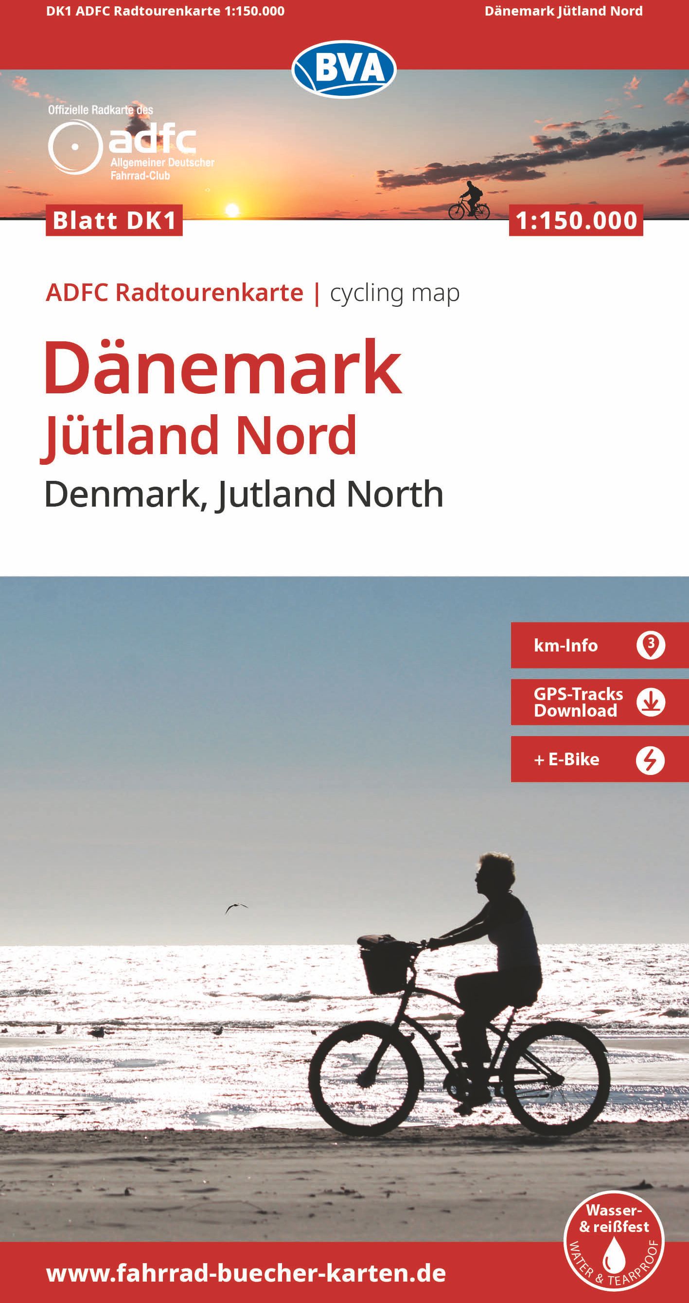 Radtourkarte, Fahrradkarte, Dänemark, Jütland Nord, Strandbild