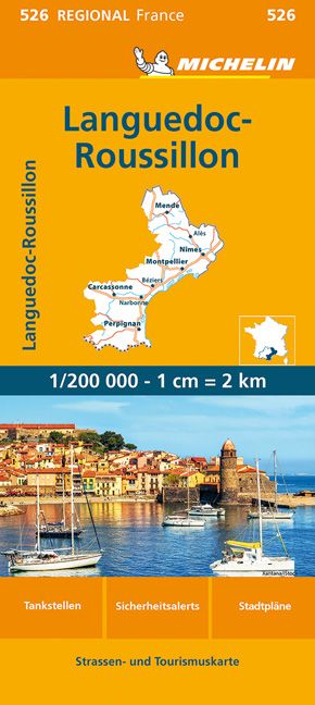 9782067259447 Michelin Regionalkarte Languedoc-Roussillon, Cover Orange mittig Stadt am Hafen