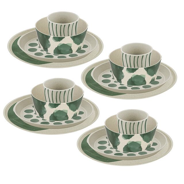 Geschirrset, Tassen-Set, Porzellan, Grün, Muster