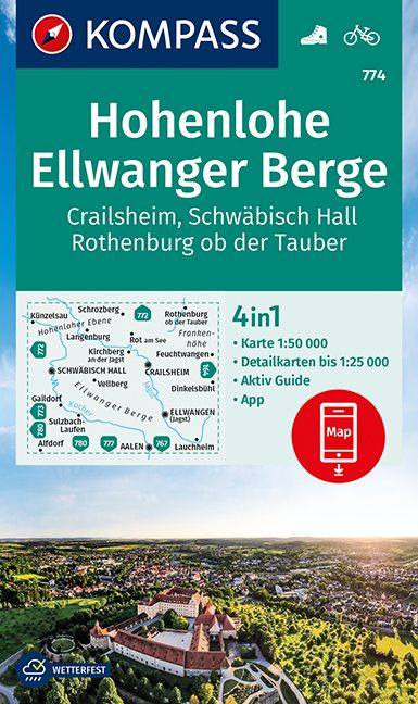 9783991212782 Cover, Kompass Wanderkarte Hohenlohe