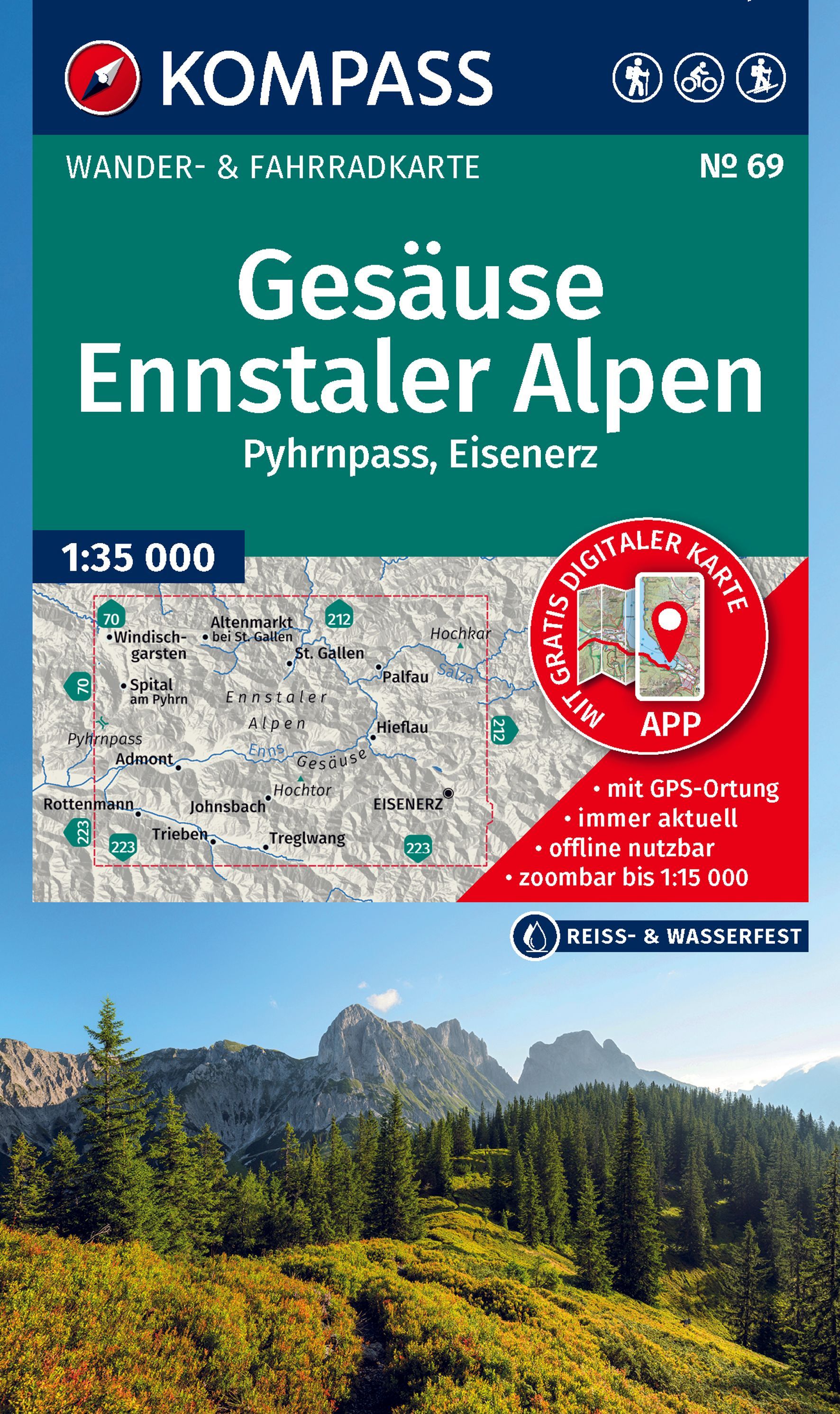 Wanderkarte, Pyhrnpass, Eisenzer, Gesäuse, Alpen