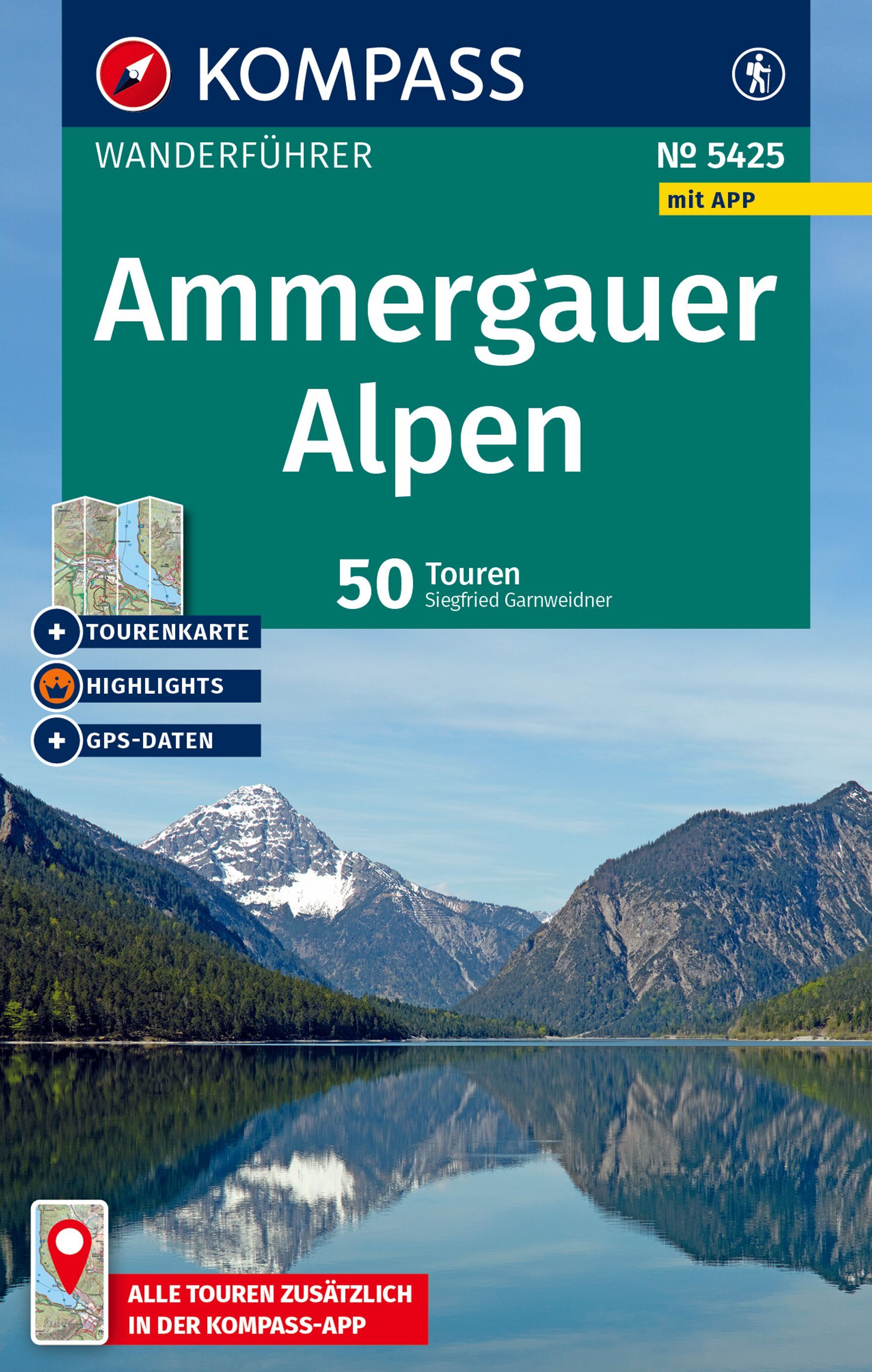 KOMPASS Wanderführer Ammergauer Alpen, 50 Touren Werbung, Plakat, Draußen, Natur, Gipfel