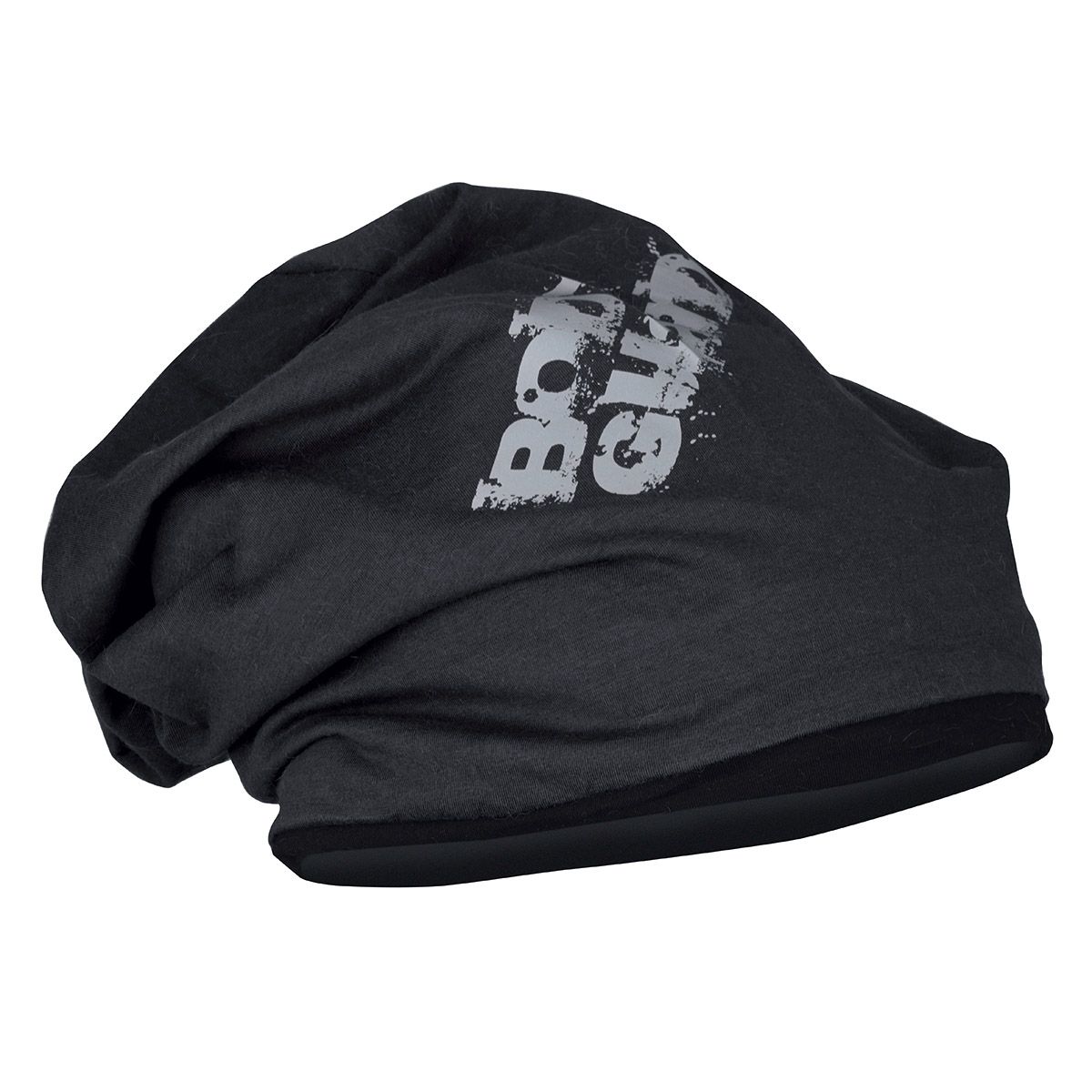 Schwarzer Beanie , Silberne Aufschrift