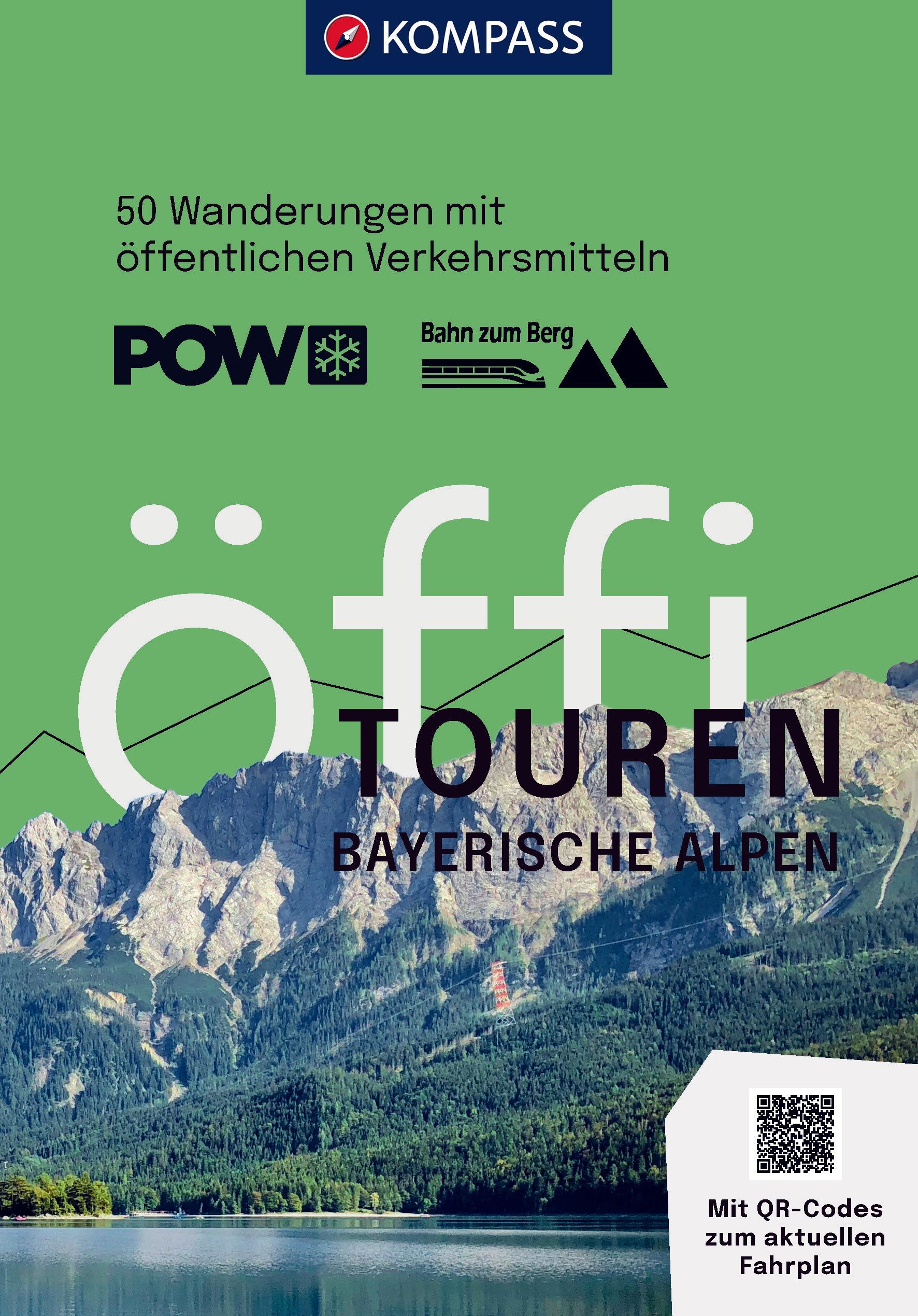 KOMPASS Öffi Touren Bayerische Alpen Werbung, Plakat, QR-Code