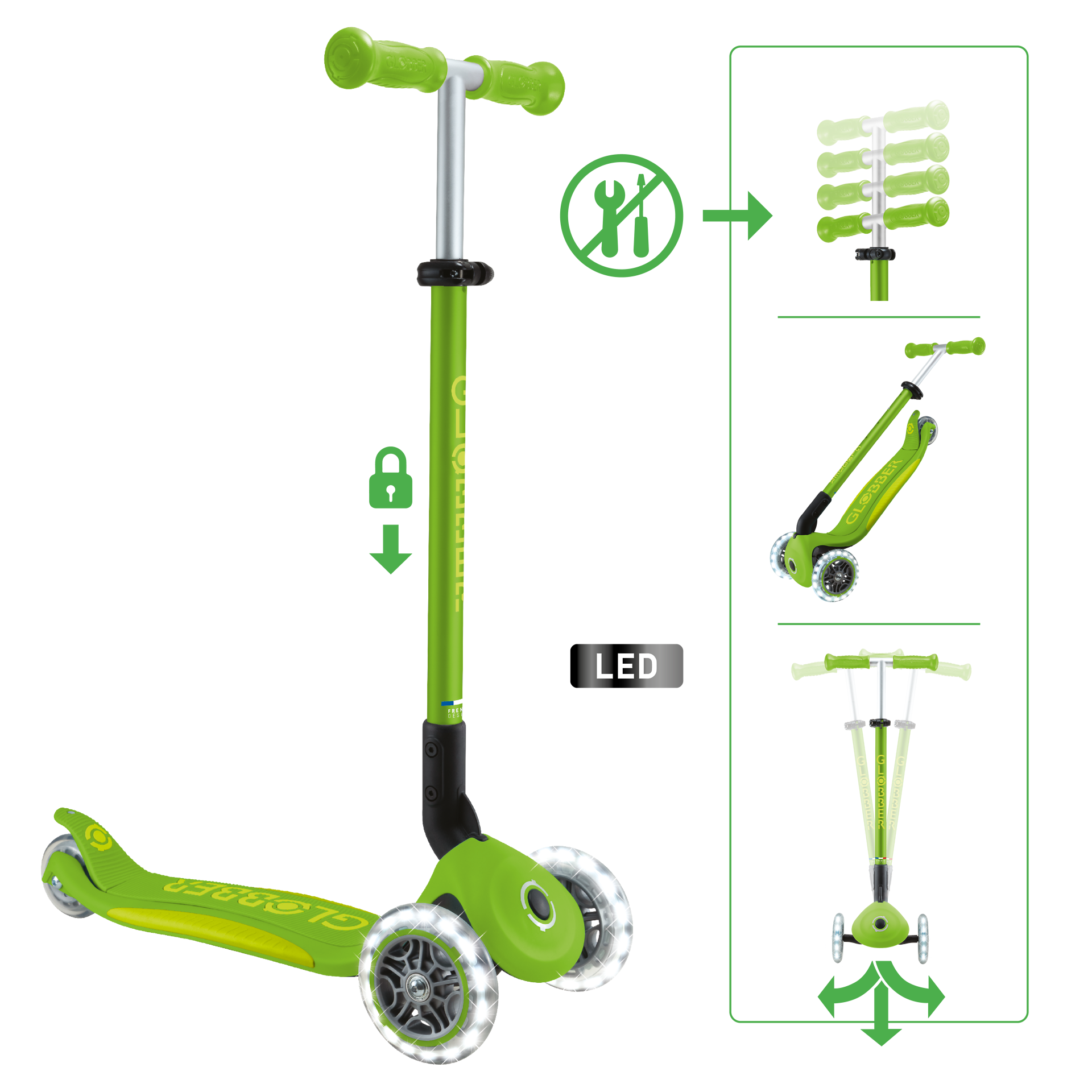 Transport, Fahrzeug, Kinderroller, Roller, Grün, Rad